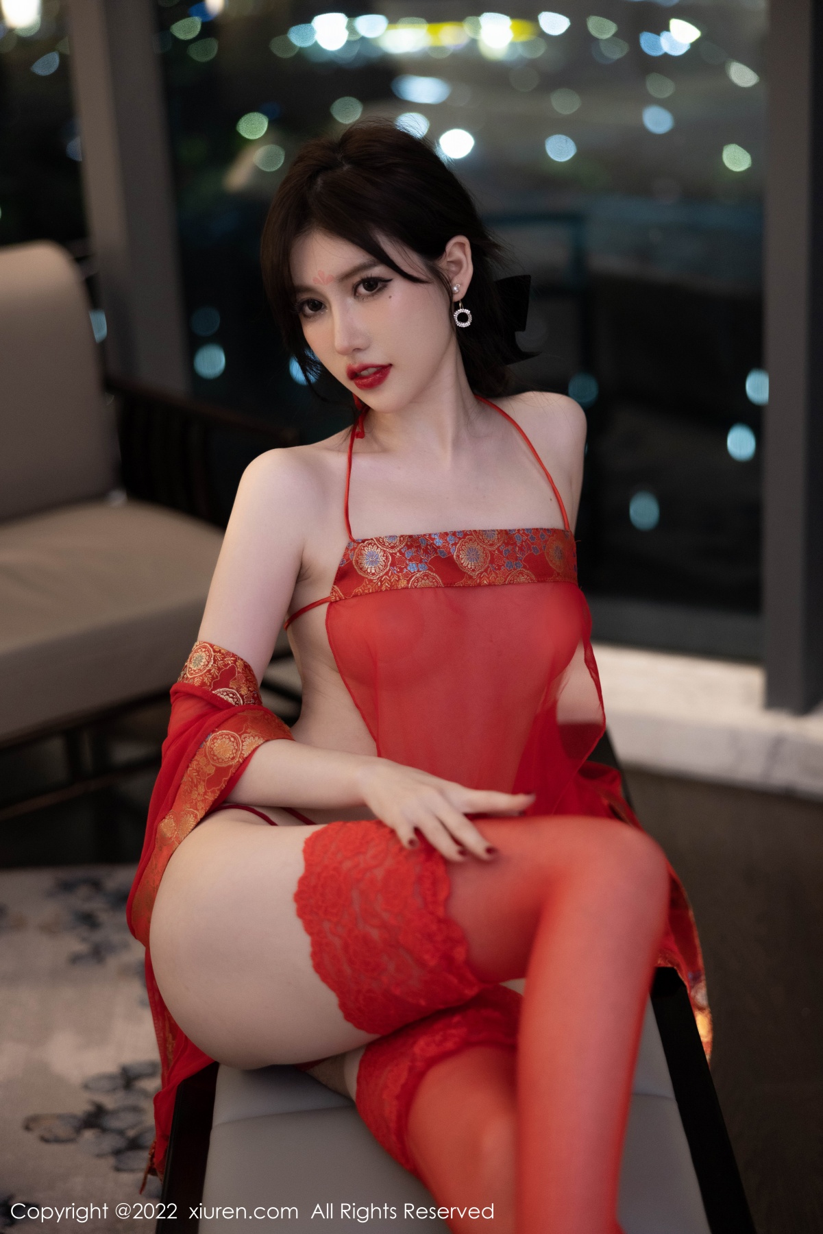 xgyw.top_XiuRen第5619期_模特美桃酱性感红色轻透薄纱古装透视秀白嫩肌肤惹火诱惑写真72P