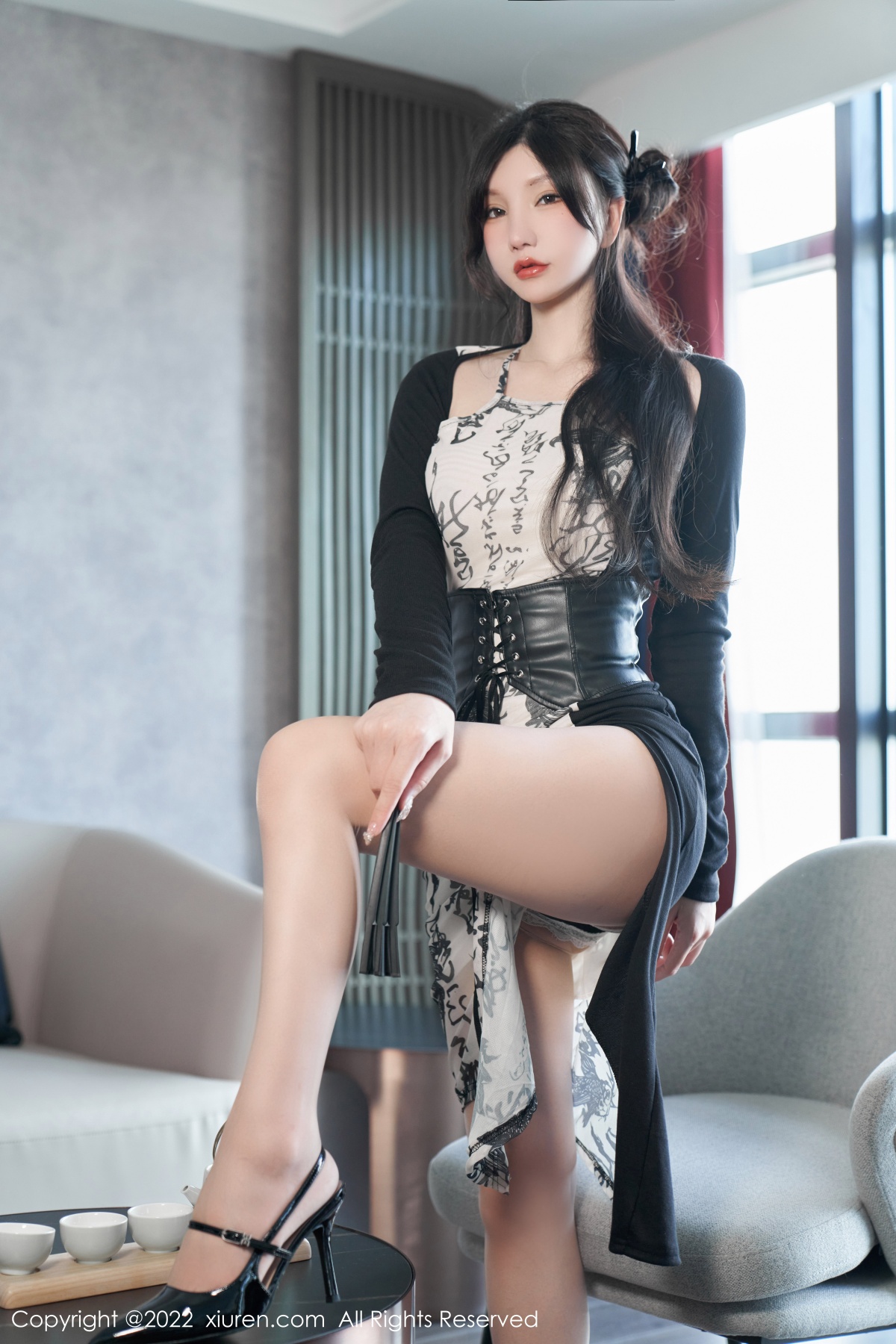 xgyw.top_XiuRen第5623期_女神周于希Sally性感拼色连衣裙配超薄开档肉丝绝美诱惑写真94P