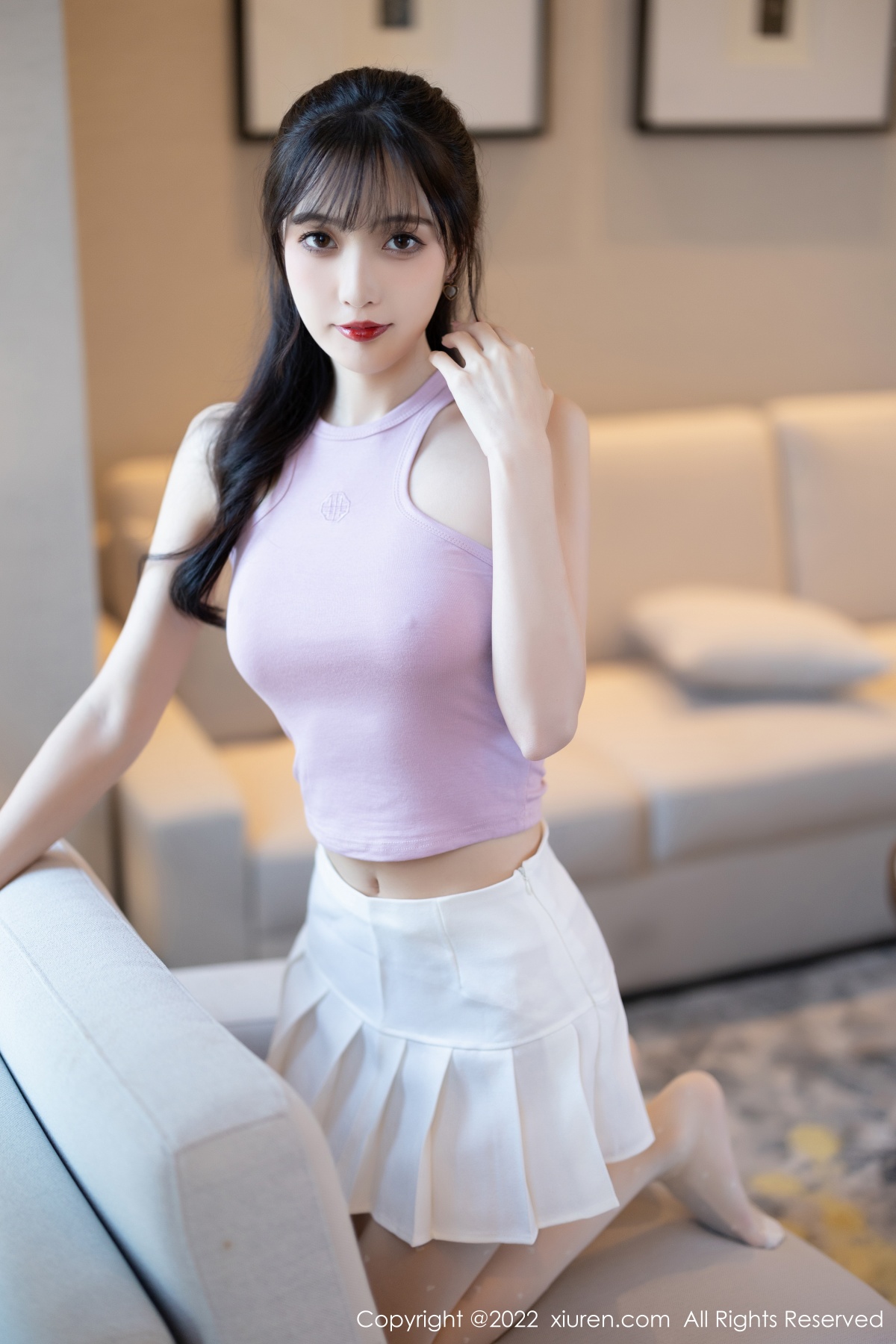 xgyw.top_XiuRen第5622期_模特林星阑性感淡紫真空上衣配白短裙秀曼妙身姿迷人诱惑写真82P