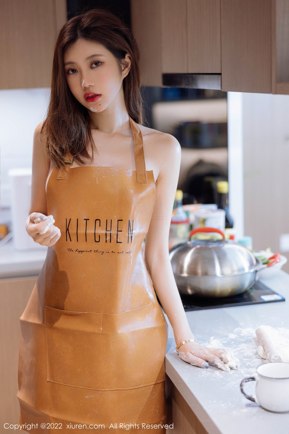 xgyw.top_XiuRen第5634期_女神绮里嘉ula淡粉色连衣短裙 性感真空厨娘围裙撩人诱惑写真63P
