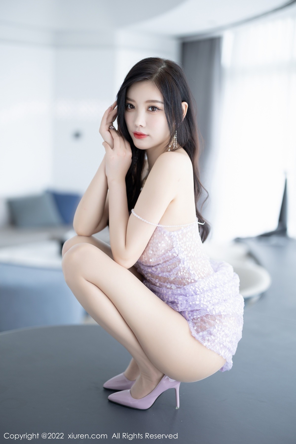 xgyw.top_XiuRen第5651期_女神杨晨晨Yome性感淡紫色轻透薄纱吊带裙秀完美身材诱惑写真86P