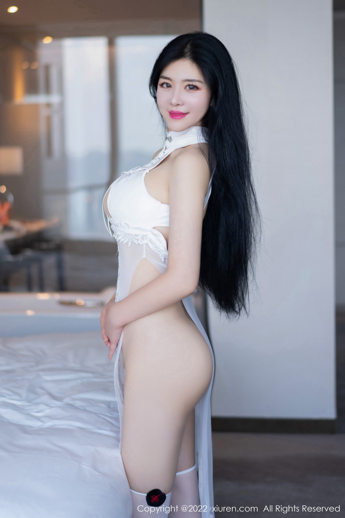 xgyw.top_XiuRen第5665期_女神刘钰儿性感白色轻透服饰配白丝袜露丰满身材惹火诱惑写真66P