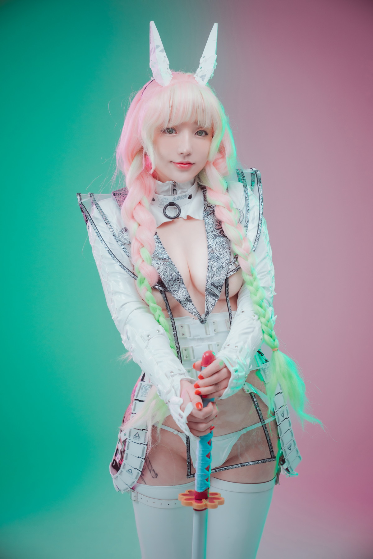 xgyw.top_[DJAWA]No.206_模特Yeeun_Cyber Hunter Mitsuri主题性感白色皮质服饰秀翘臀诱惑写真51P