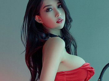 [Ugirls爱极品]No.2437_车模葛征Model私人性感红色抹胸服饰配黑色内裤迷人骚扰写真35P
