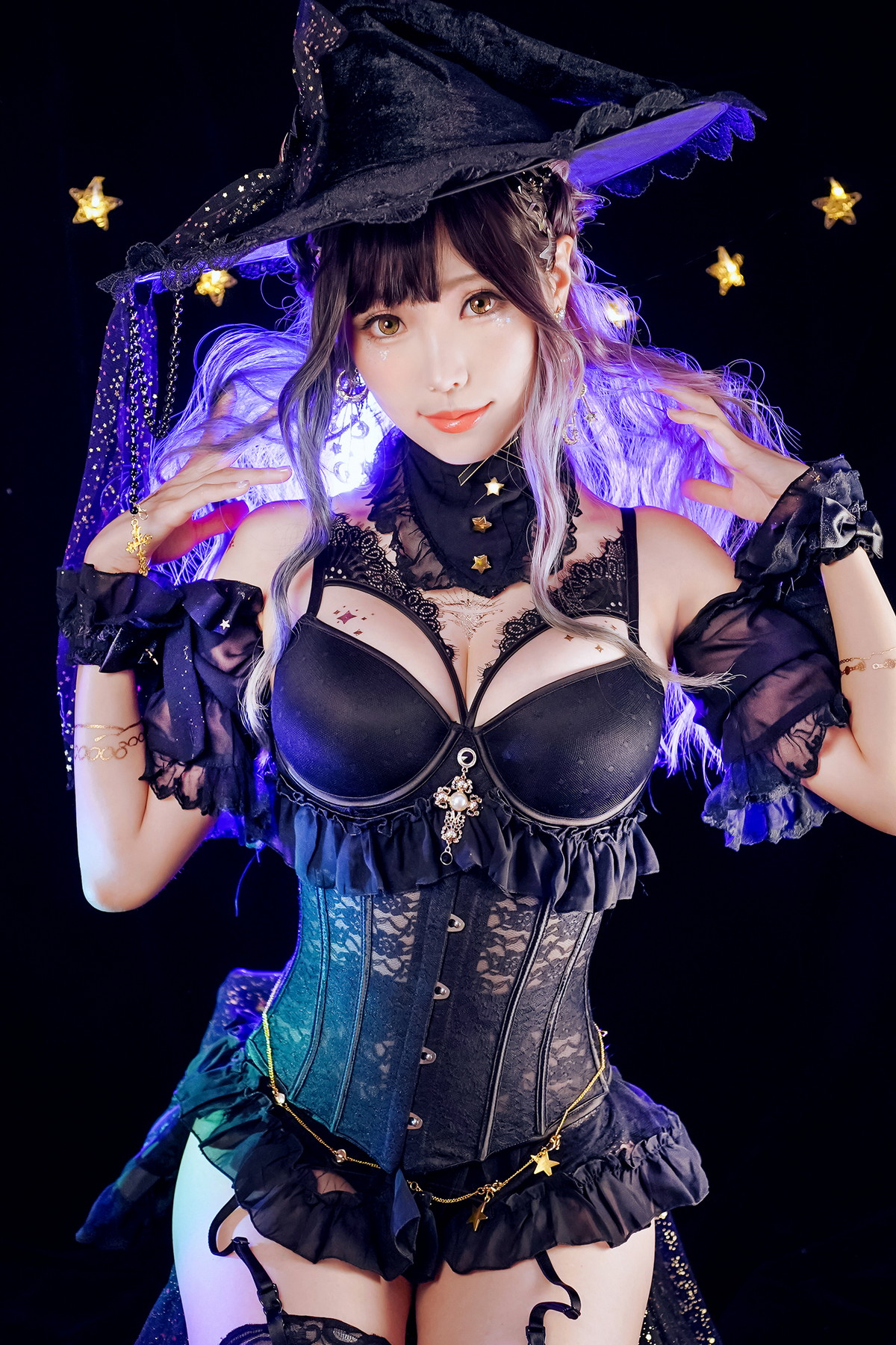 xgyw.top_Coser妹子Ely_eee-Astrology Witch主题性感黑色塑身内衣配黑丝吊袜诱惑写真33P