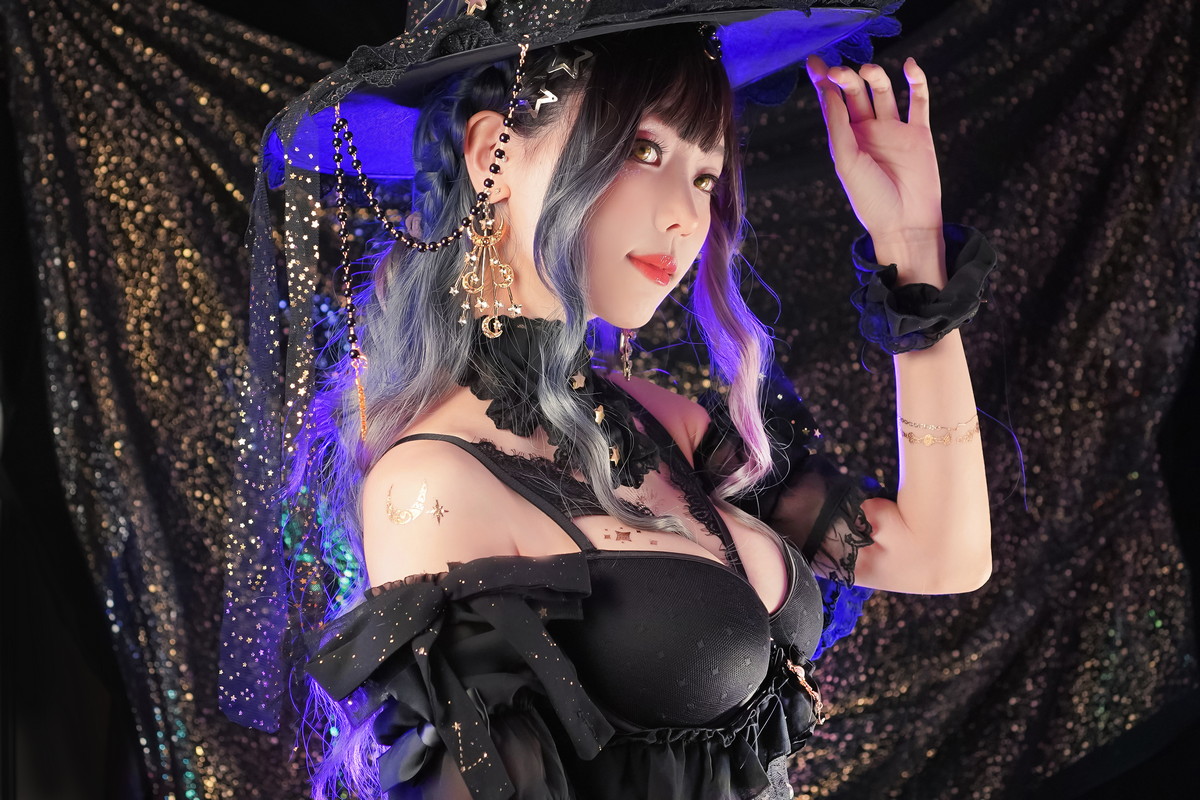 xgyw.top_Coser妹子Ely_eee-Astrology Witch主题性感黑色塑身内衣配黑丝吊袜诱惑写真33P