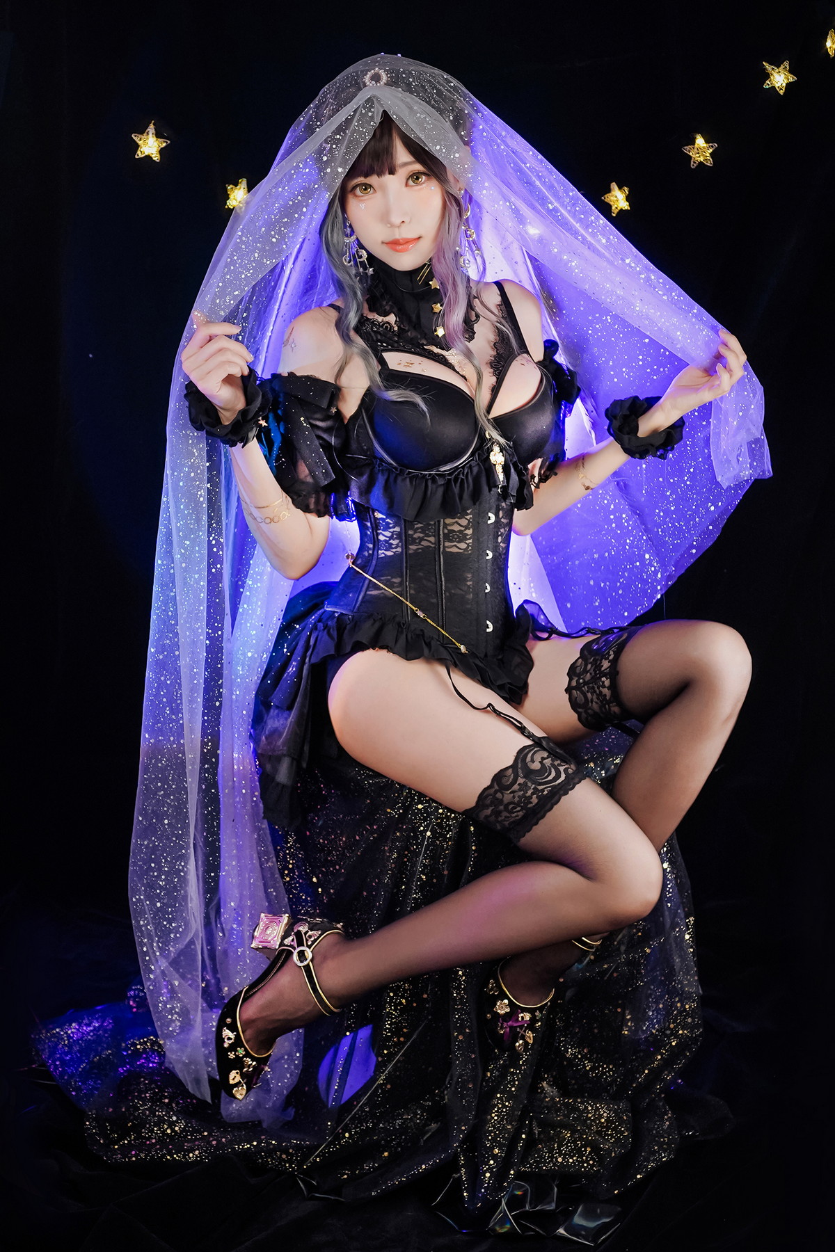 xgyw.top_Coser妹子Ely_eee-Astrology Witch主题性感黑色塑身内衣配黑丝吊袜诱惑写真33P