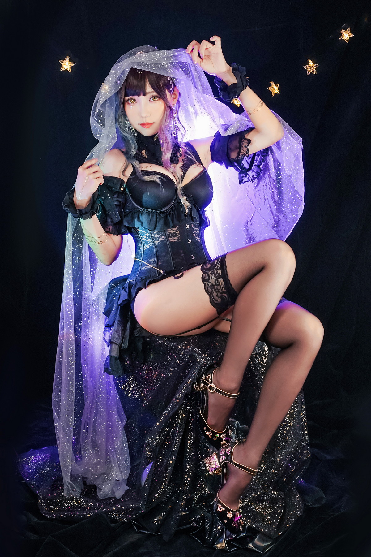 xgyw.top_Coser妹子Ely_eee-Astrology Witch主题性感黑色塑身内衣配黑丝吊袜诱惑写真33P