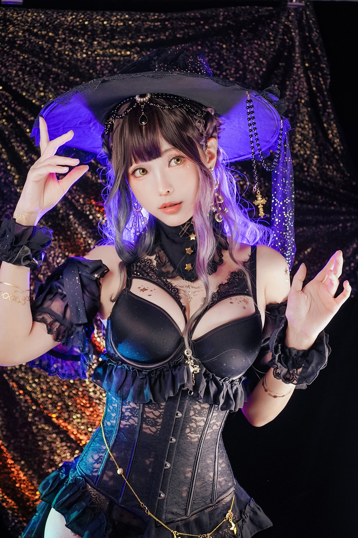 xgyw.top_Coser妹子Ely_eee-Astrology Witch主题性感黑色塑身内衣配黑丝吊袜诱惑写真33P