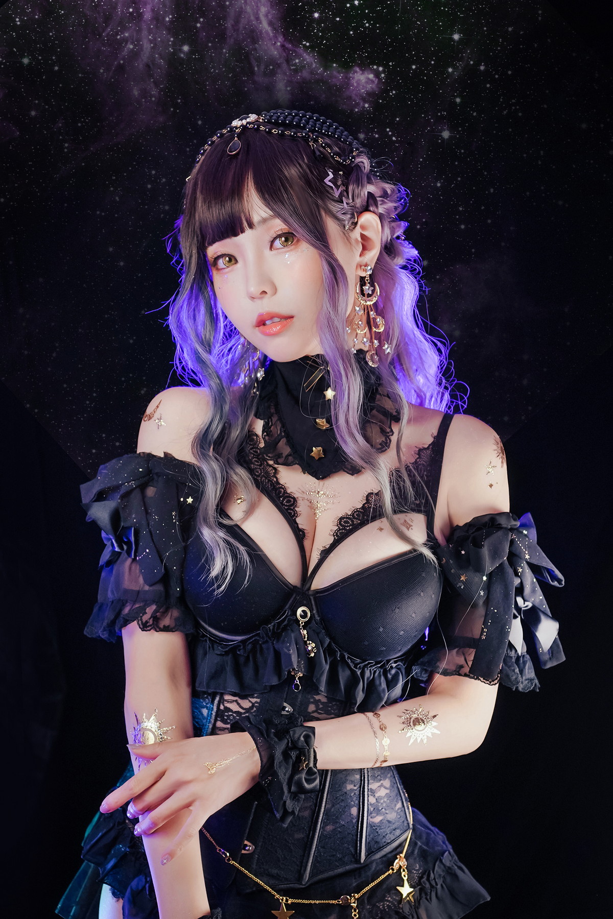xgyw.top_Coser妹子Ely_eee-Astrology Witch主题性感黑色塑身内衣配黑丝吊袜诱惑写真33P