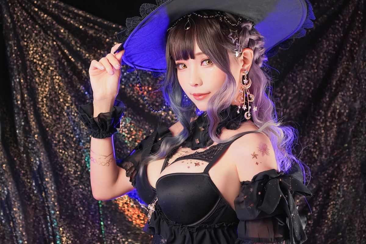 xgyw.top_Coser妹子Ely_eee-Astrology Witch主题性感黑色塑身内衣配黑丝吊袜诱惑写真33P
