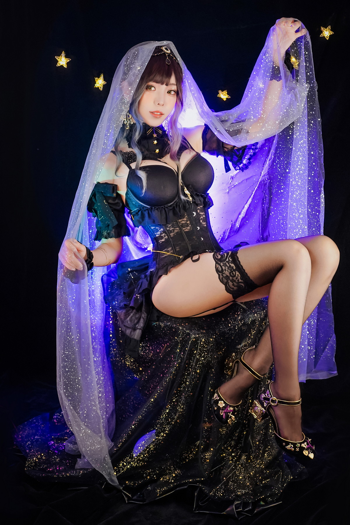 xgyw.top_Coser妹子Ely_eee-Astrology Witch主题性感黑色塑身内衣配黑丝吊袜诱惑写真33P