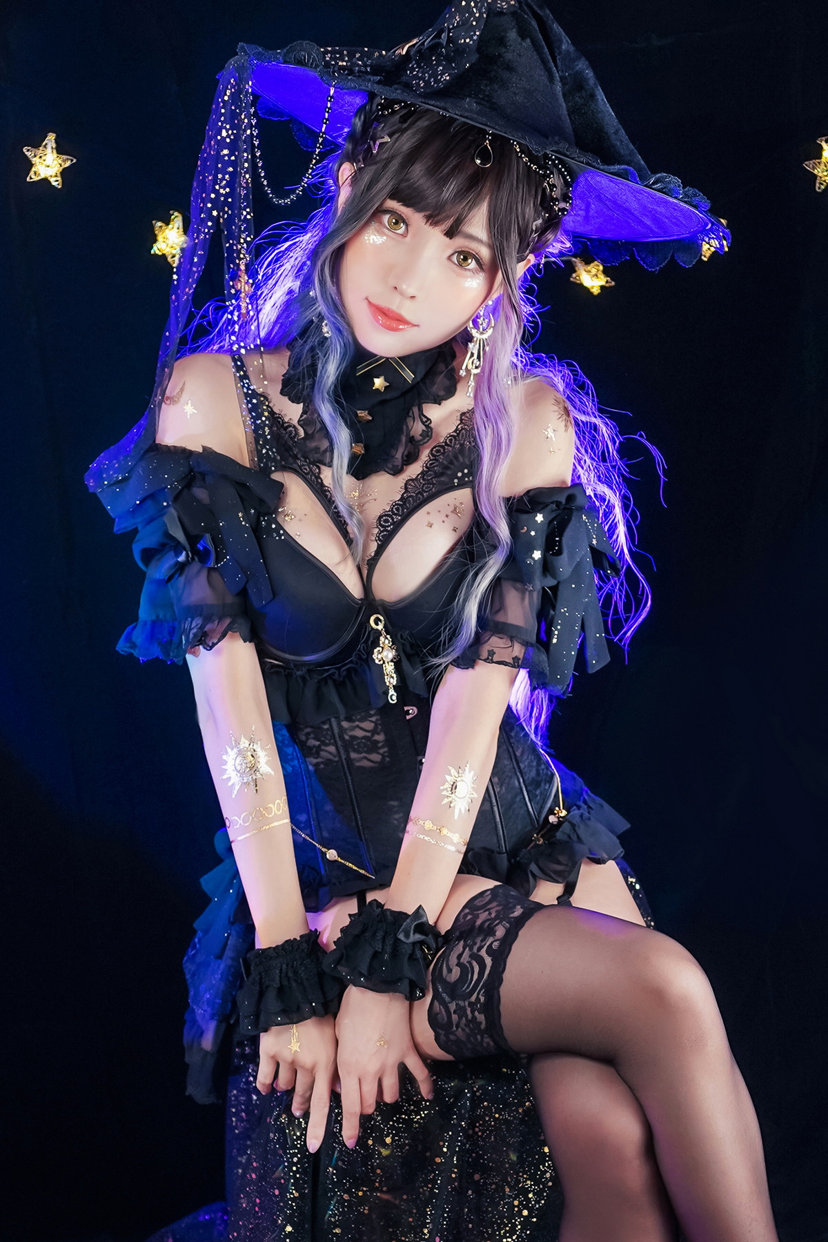 xgyw.top_Coser妹子Ely_eee-Astrology Witch主题性感黑色塑身内衣配黑丝吊袜诱惑写真33P