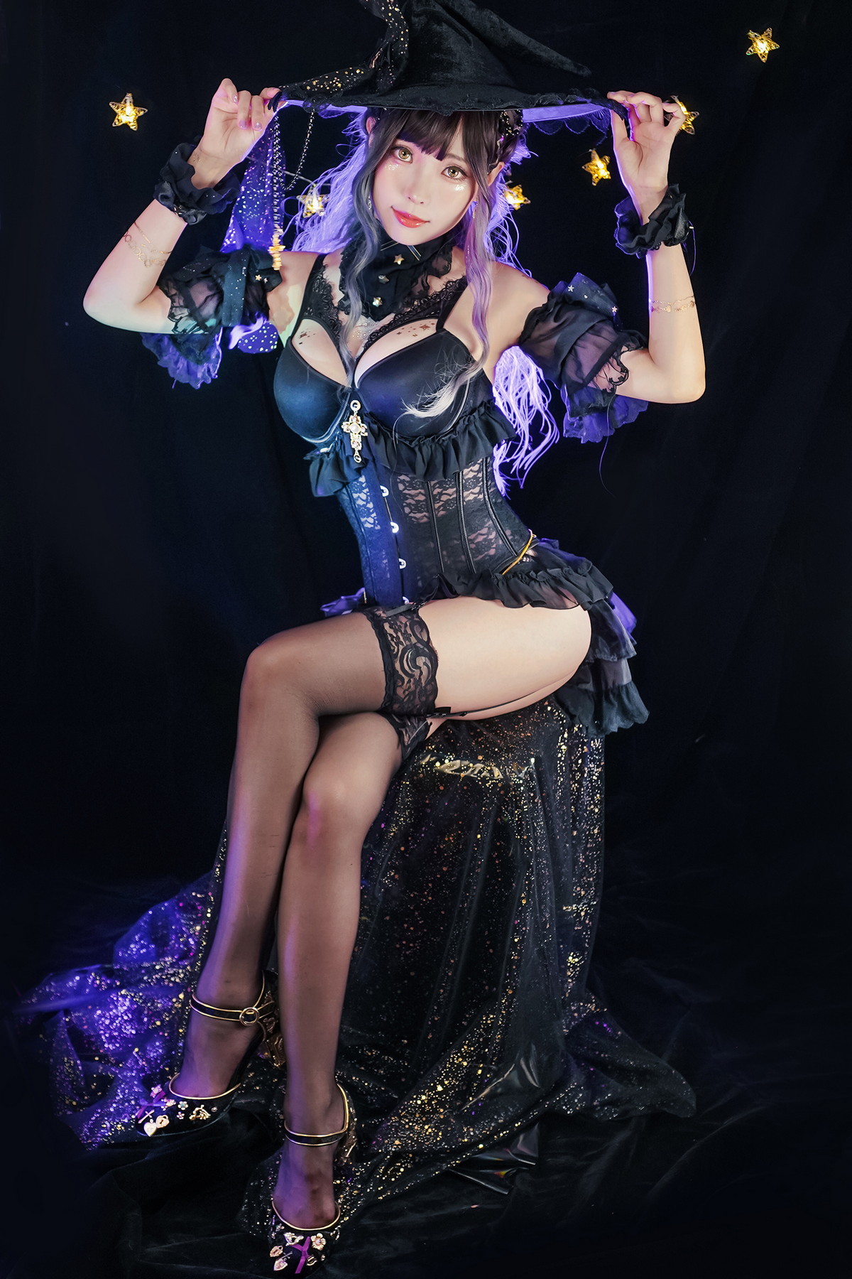 xgyw.top_Coser妹子Ely_eee-Astrology Witch主题性感黑色塑身内衣配黑丝吊袜诱惑写真33P