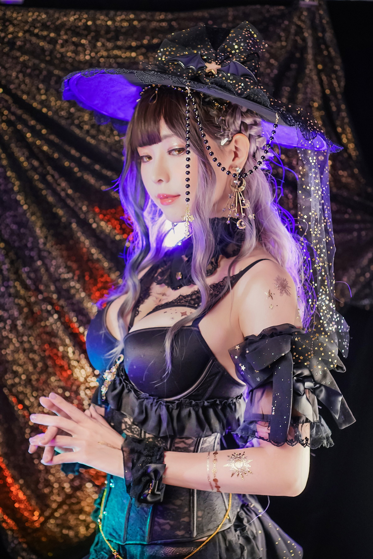 xgyw.top_Coser妹子Ely_eee-Astrology Witch主题性感黑色塑身内衣配黑丝吊袜诱惑写真33P