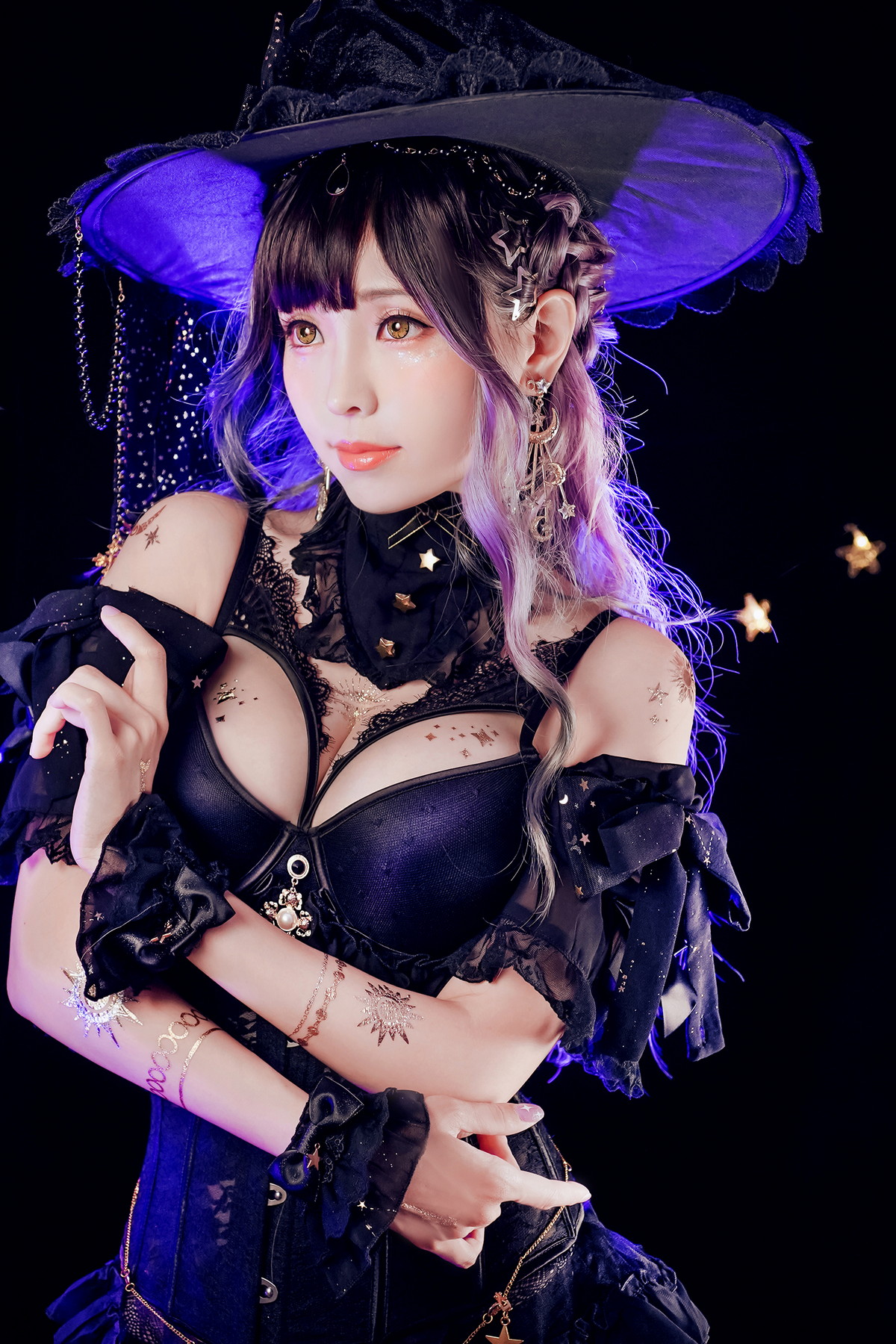xgyw.top_Coser妹子Ely_eee-Astrology Witch主题性感黑色塑身内衣配黑丝吊袜诱惑写真33P