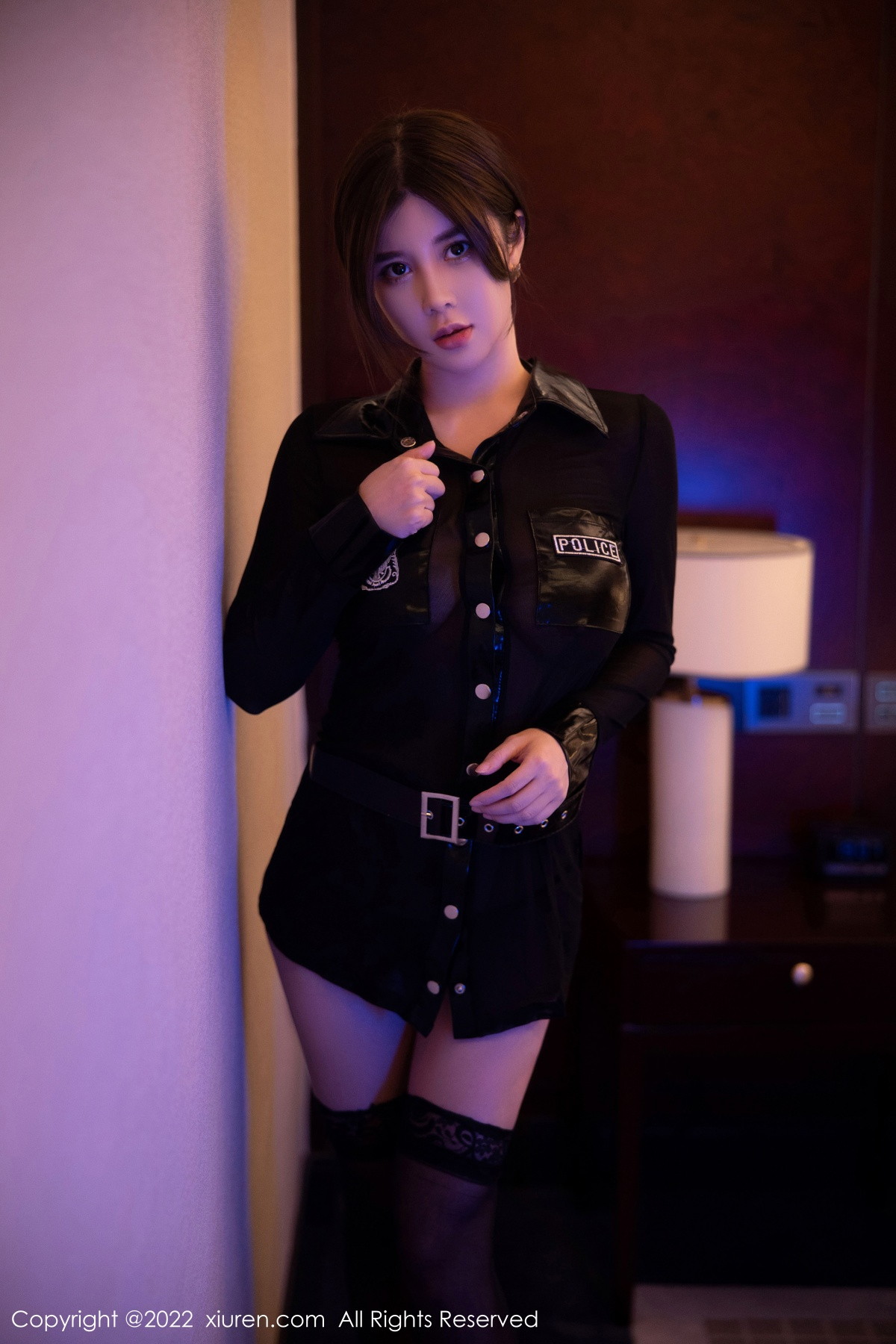 xgyw.top_XiuRen第5750期_模特周jojobaby性感黑色情趣警官制服露丁字裤秀翘臀诱惑写真78P