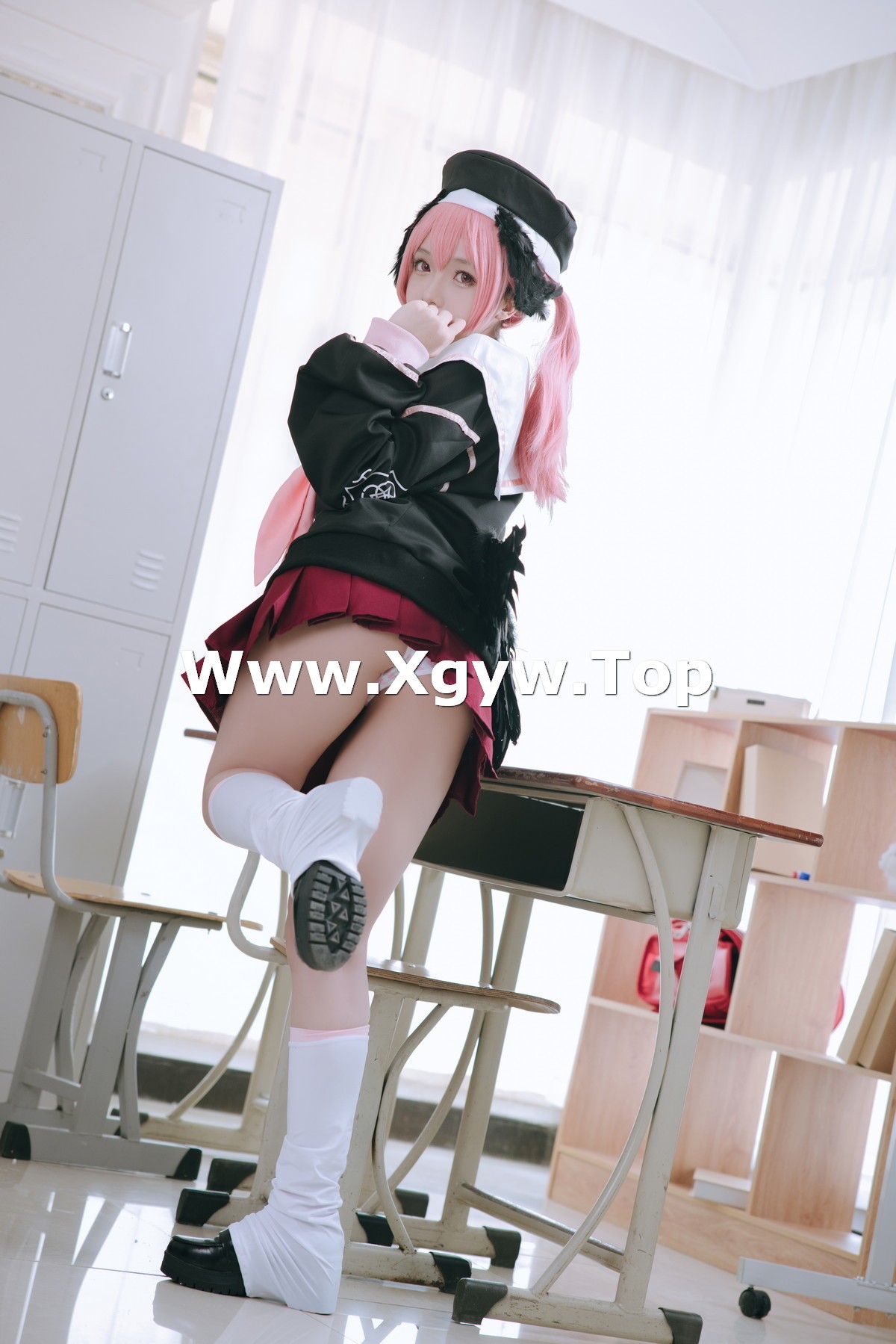 xgyw.top_Cosplay美女日奈娇下江小春主题室内脱性感学生制服露三点式内衣迷人诱惑写真149P