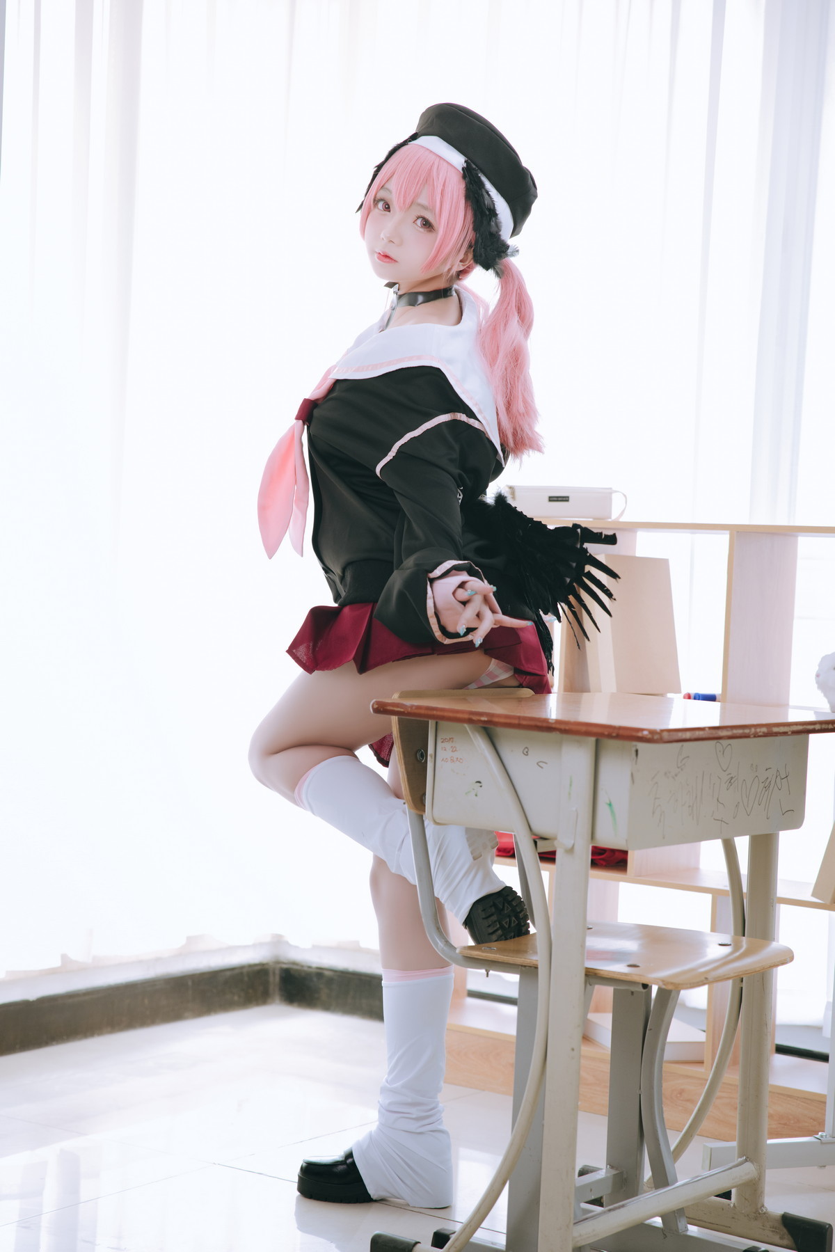 xgyw.top_Cosplay美女日奈娇下江小春主题室内脱性感学生制服露三点式内衣迷人诱惑写真149P