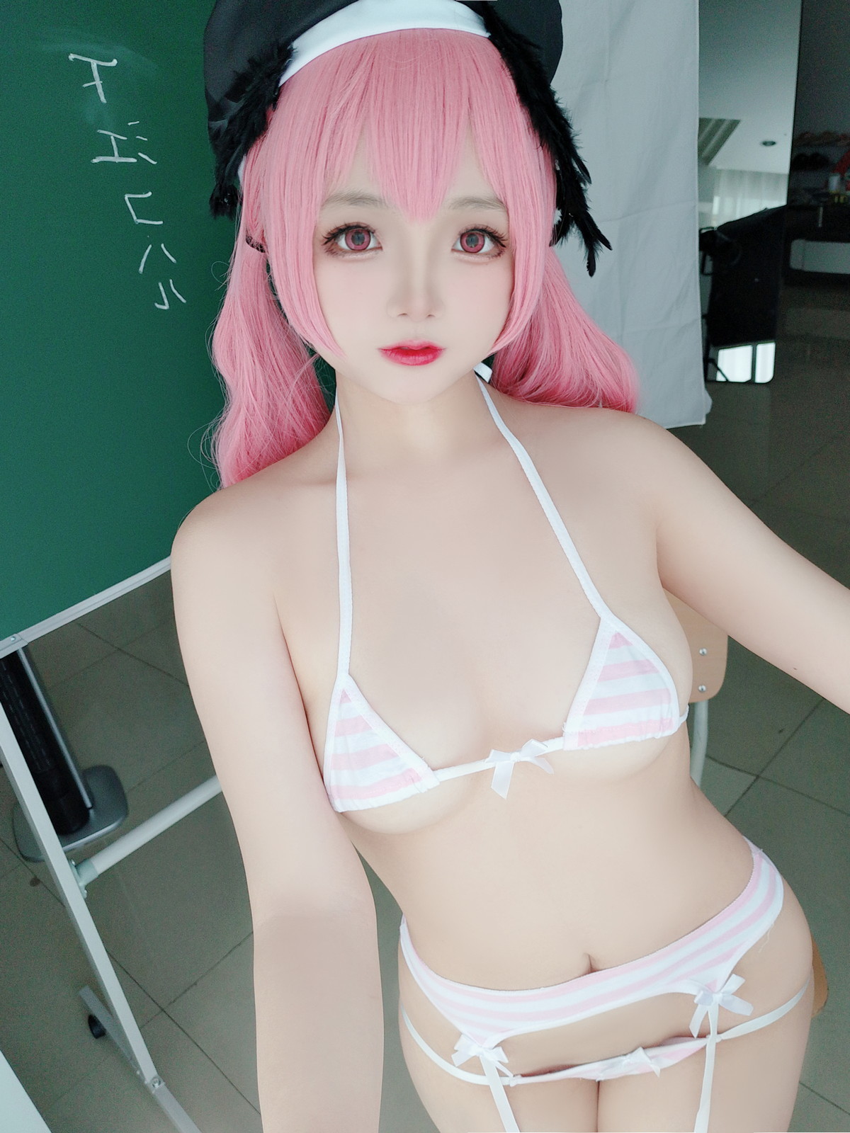 xgyw.top_Cosplay美女日奈娇下江小春主题室内脱性感学生制服露三点式内衣迷人诱惑写真149P