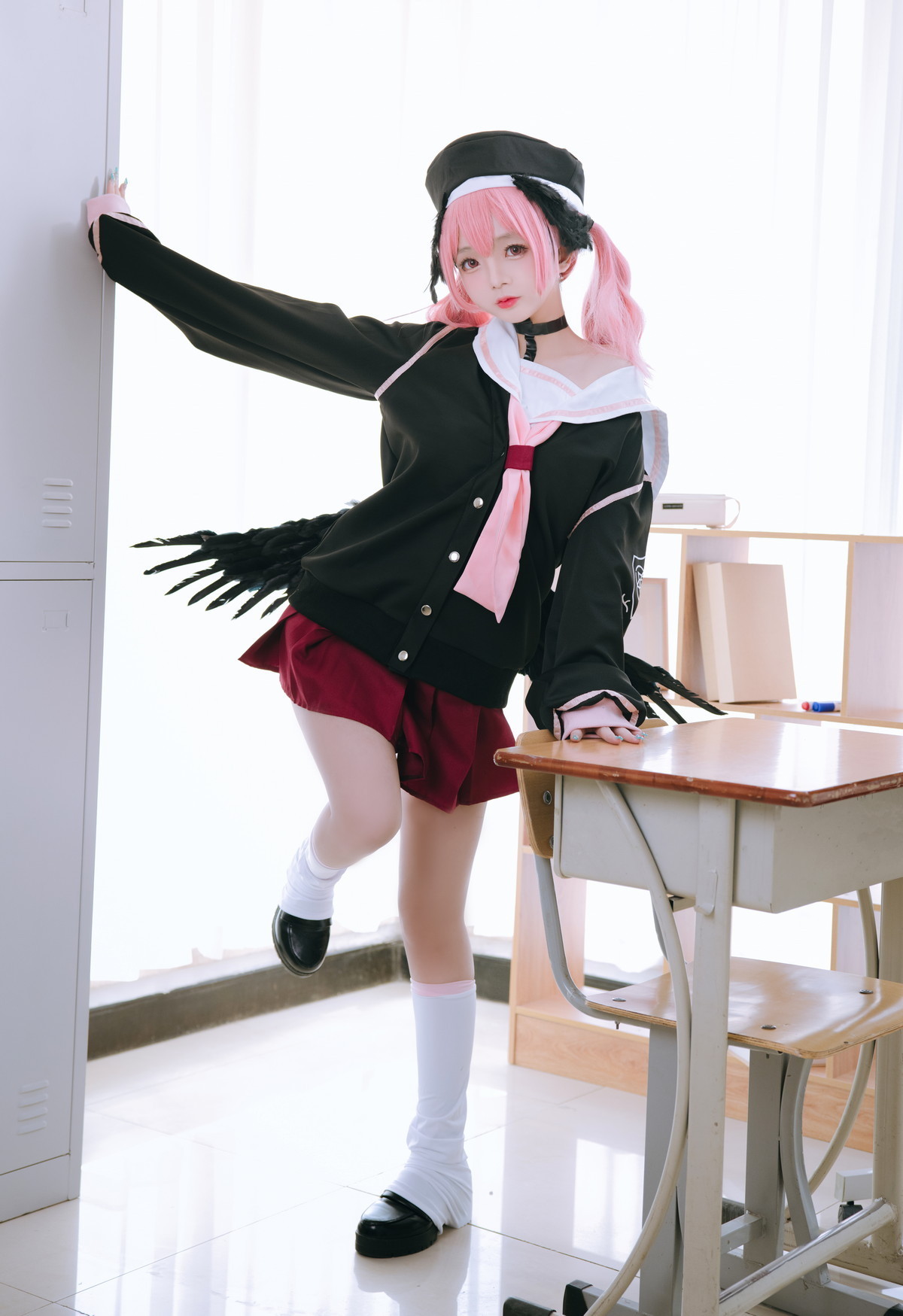 xgyw.top_Cosplay美女日奈娇下江小春主题室内脱性感学生制服露三点式内衣迷人诱惑写真149P
