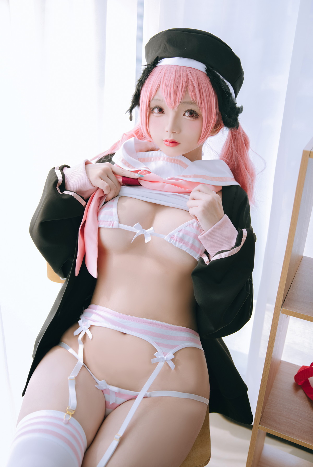 xgyw.top_Cosplay美女日奈娇下江小春主题室内脱性感学生制服露三点式内衣迷人诱惑写真149P