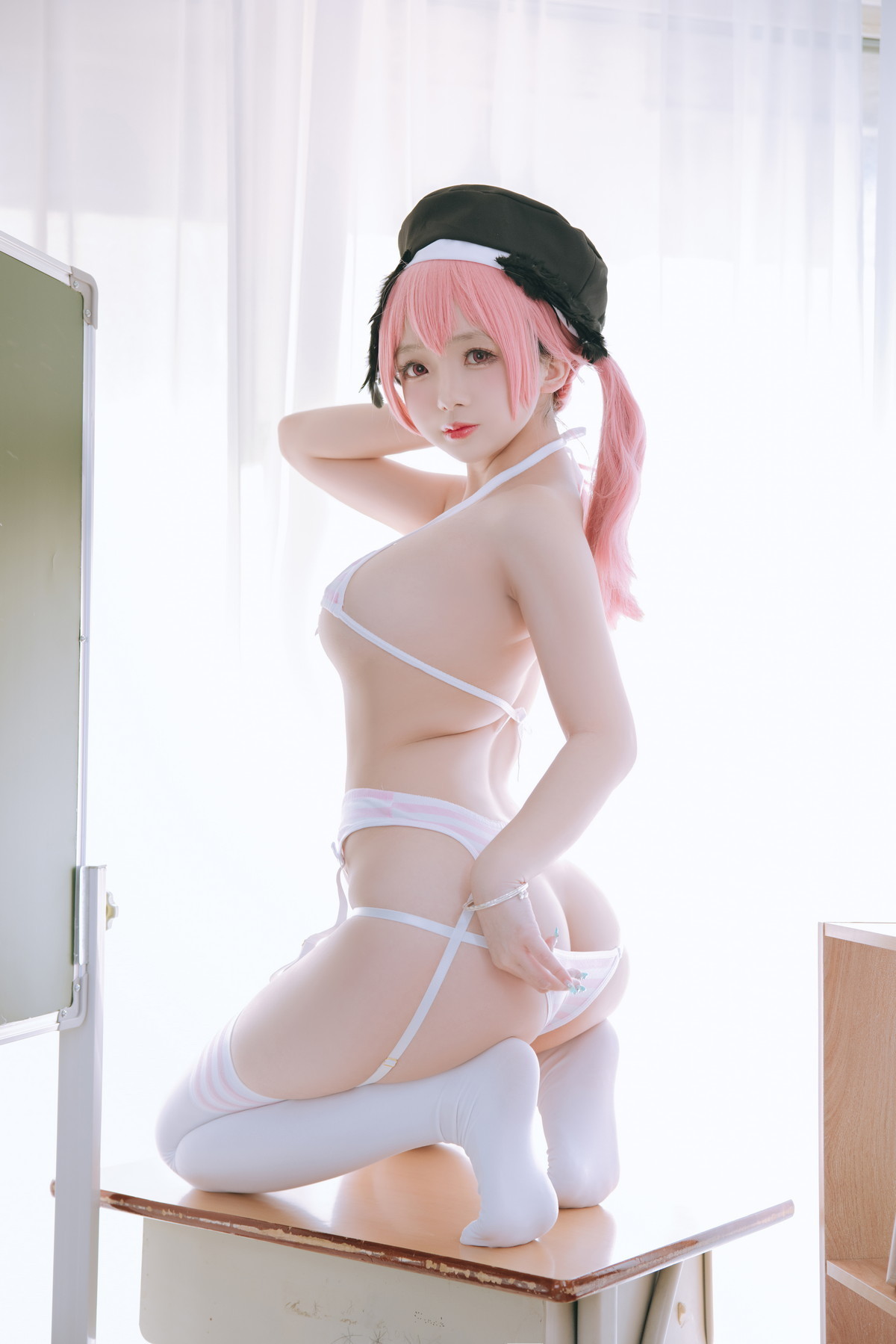 xgyw.top_Cosplay美女日奈娇下江小春主题室内脱性感学生制服露三点式内衣迷人诱惑写真149P