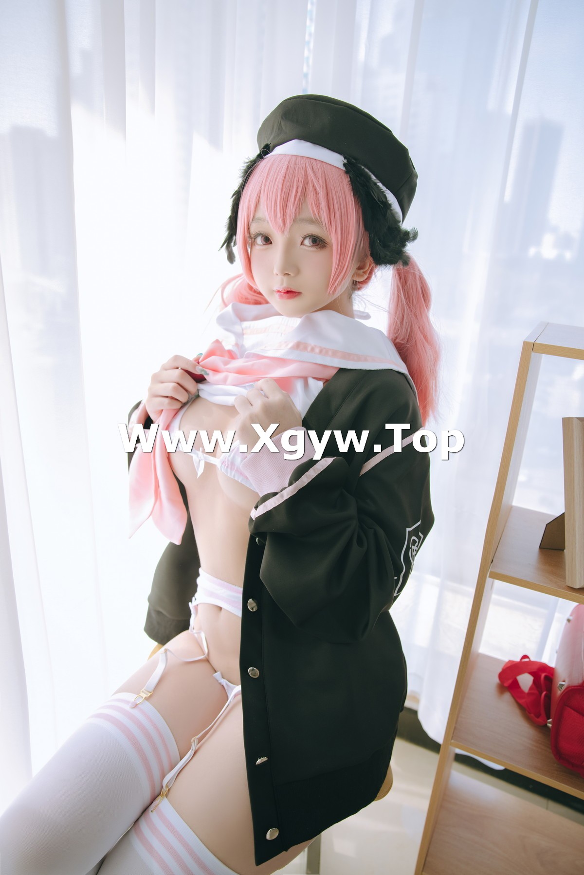 xgyw.top_Cosplay美女日奈娇下江小春主题室内脱性感学生制服露三点式内衣迷人诱惑写真149P