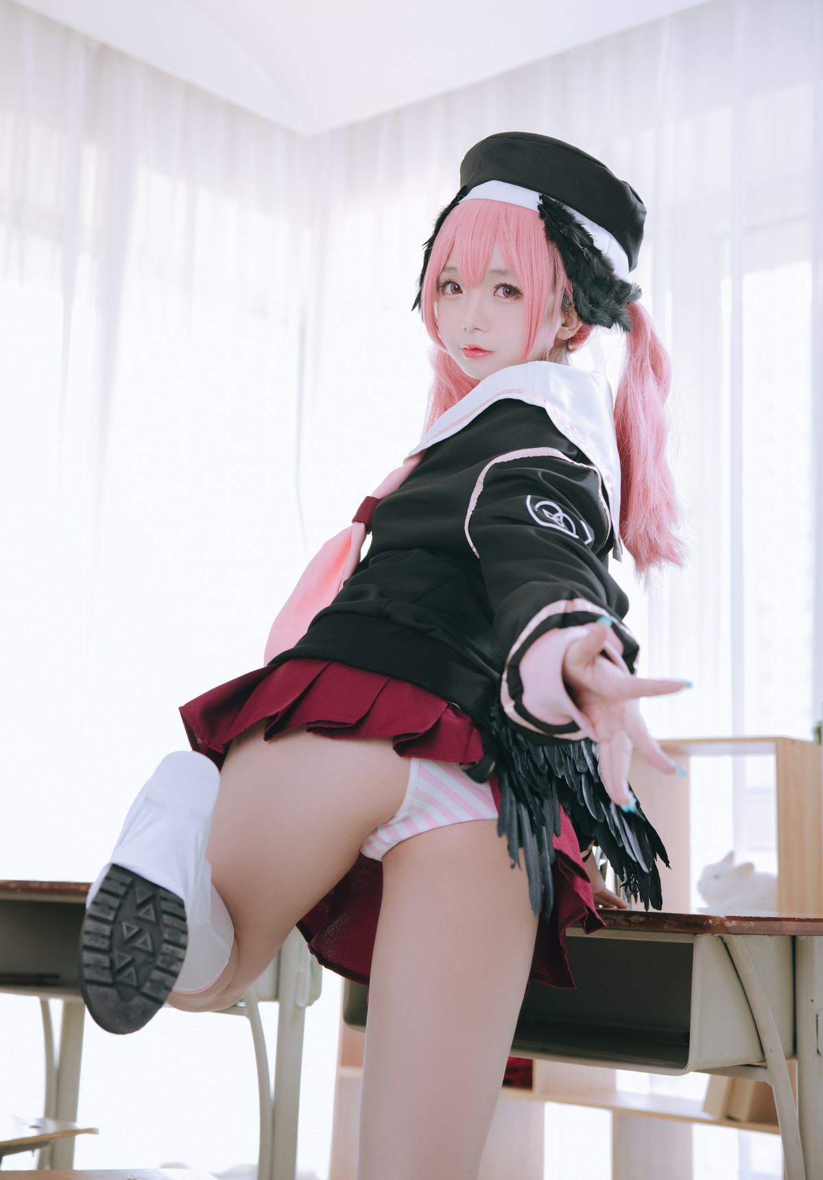xgyw.top_Cosplay美女日奈娇下江小春主题室内脱性感学生制服露三点式内衣迷人诱惑写真149P