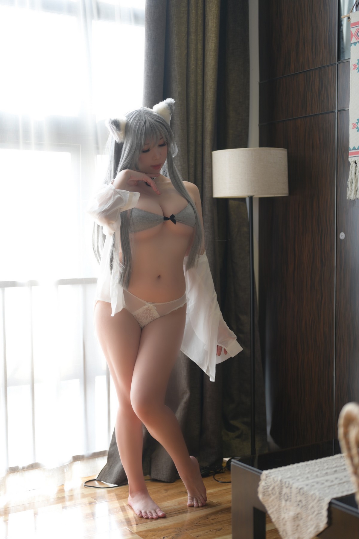 xgyw.top_Coser美女鹿野希猫内衣主题私房猫女郎装扮性感灰色内衣秀豪乳撩人诱惑写真74P