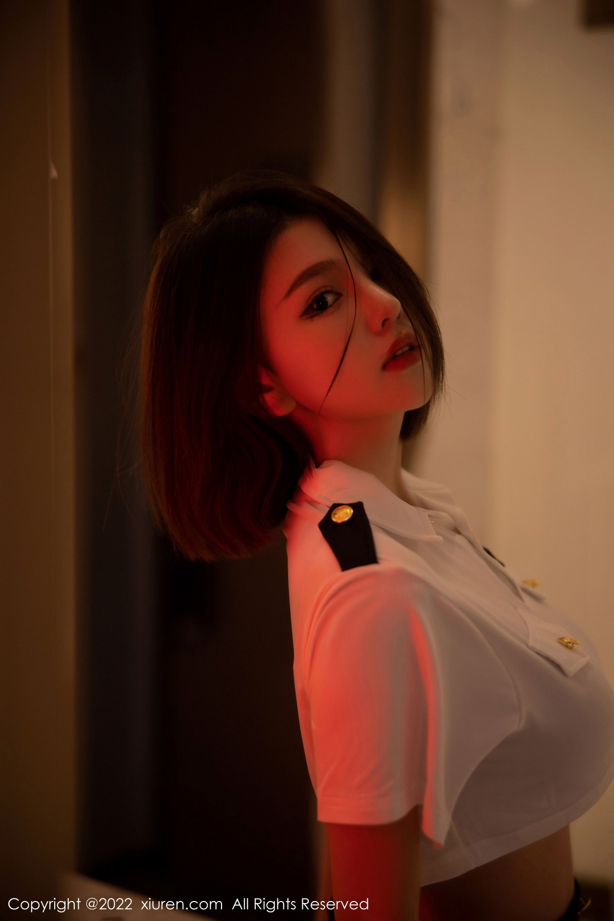 xgyw.top_XiuRen第5815期_模特美羊羊性感制服主题白色上衣配黑短裙露黑色内衣诱惑写真79P