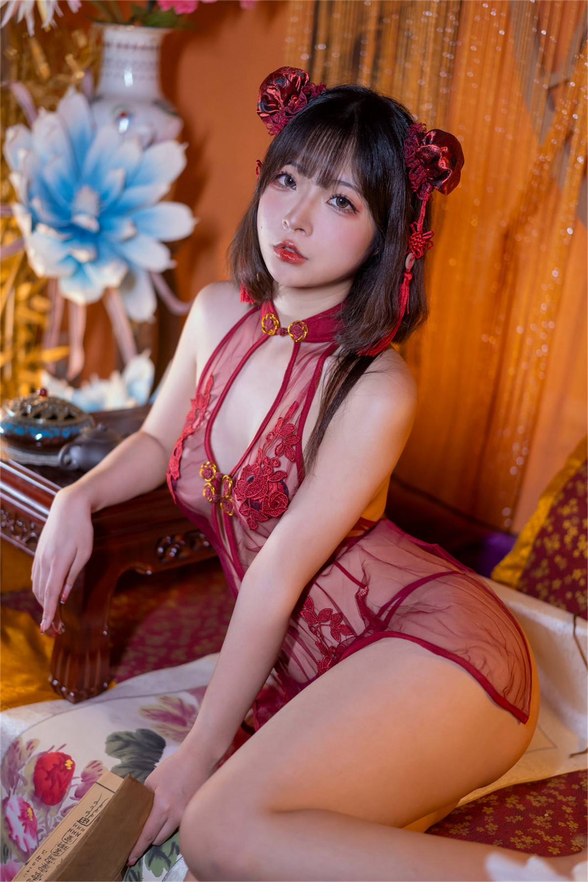 xgyw.top_网络美女yuuhui玉汇中华少女主题私房性感红色薄透旗袍露豪乳遮点极致诱惑写真98P