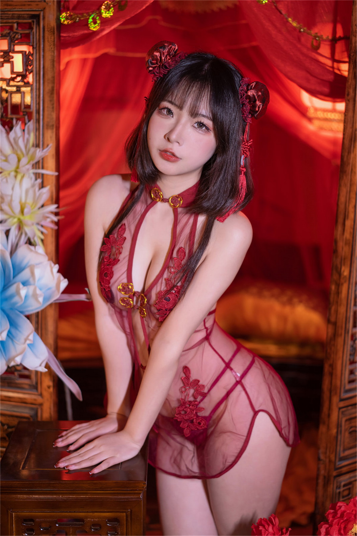 xgyw.top_网络美女yuuhui玉汇中华少女主题私房性感红色薄透旗袍露豪乳遮点极致诱惑写真98P