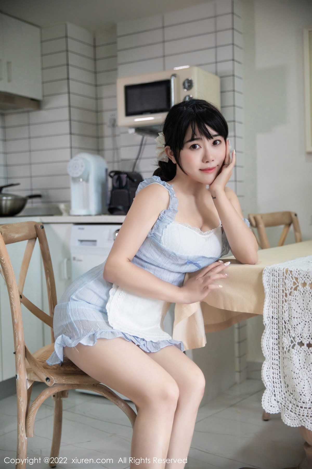 xgyw.top_XiuRen第5834期_模特严利娅Yuliya私房性感浅蓝色女仆服饰秀翘臀美腿诱惑写真53P