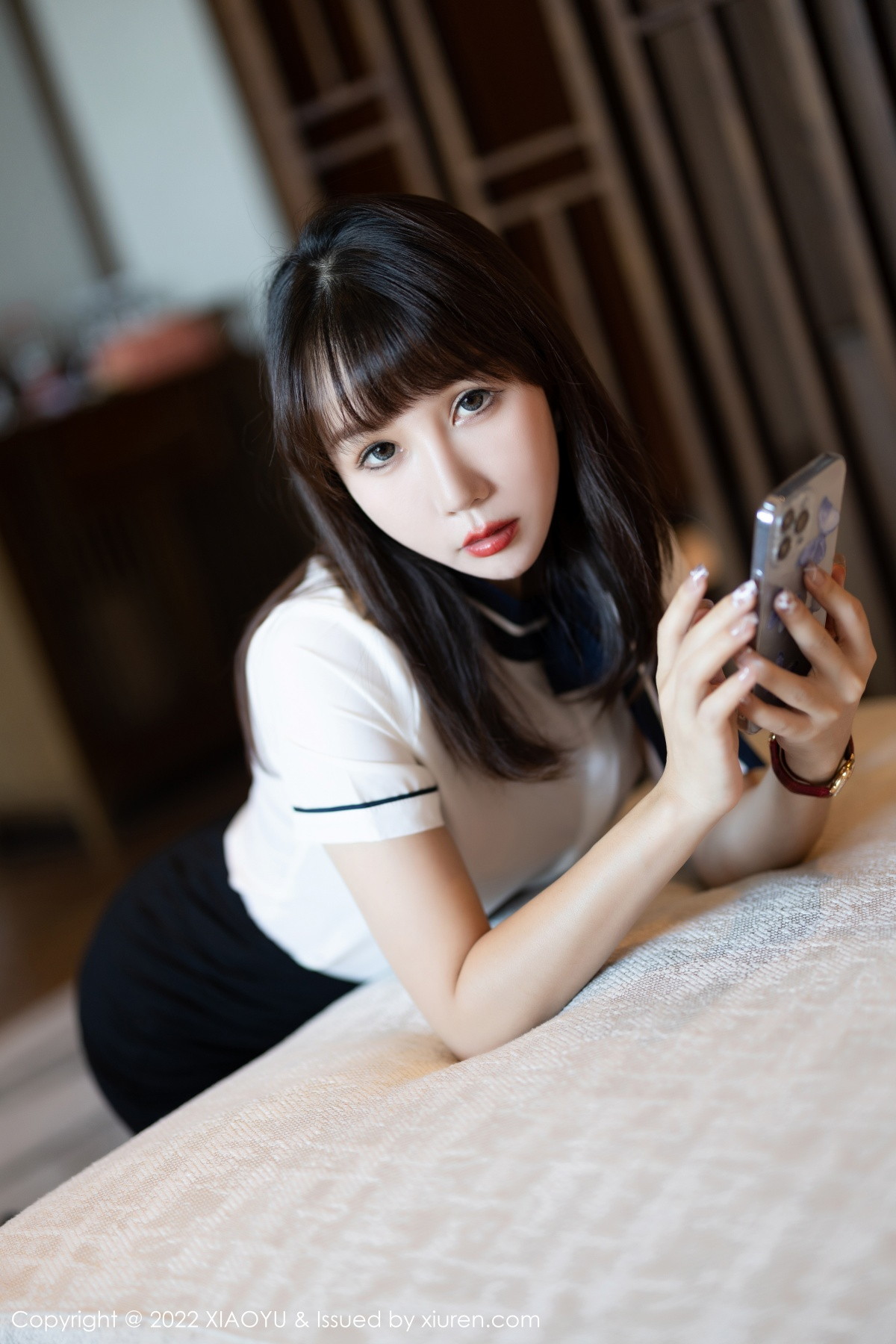 xgyw.top_[XiaoYu画语界]Vol.918_模特波巧酱性感白T配黑色短裙半脱露黑色轻透内衣迷人诱惑写真83P