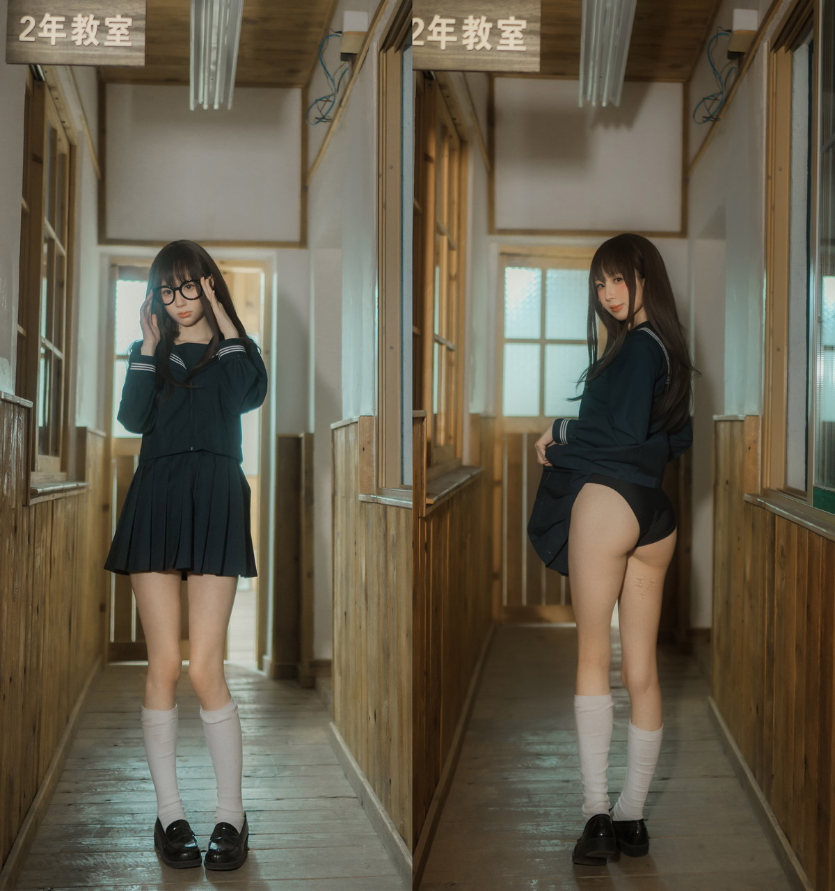 xgyw.top_网络美女西园寺南歌与班长的游戏主题教室里性感制服露黑色蕾丝内衣诱惑写真137P