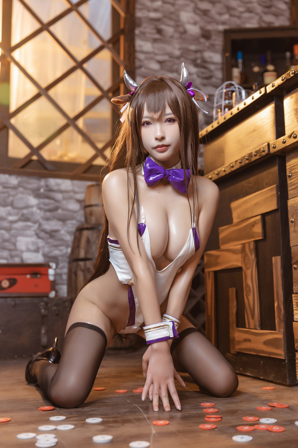 xgyw.top_性感尤物清水由乃樫野兔女郎主题性感白色连体衣配黑丝袜秀油亮翘臀诱惑写真42P