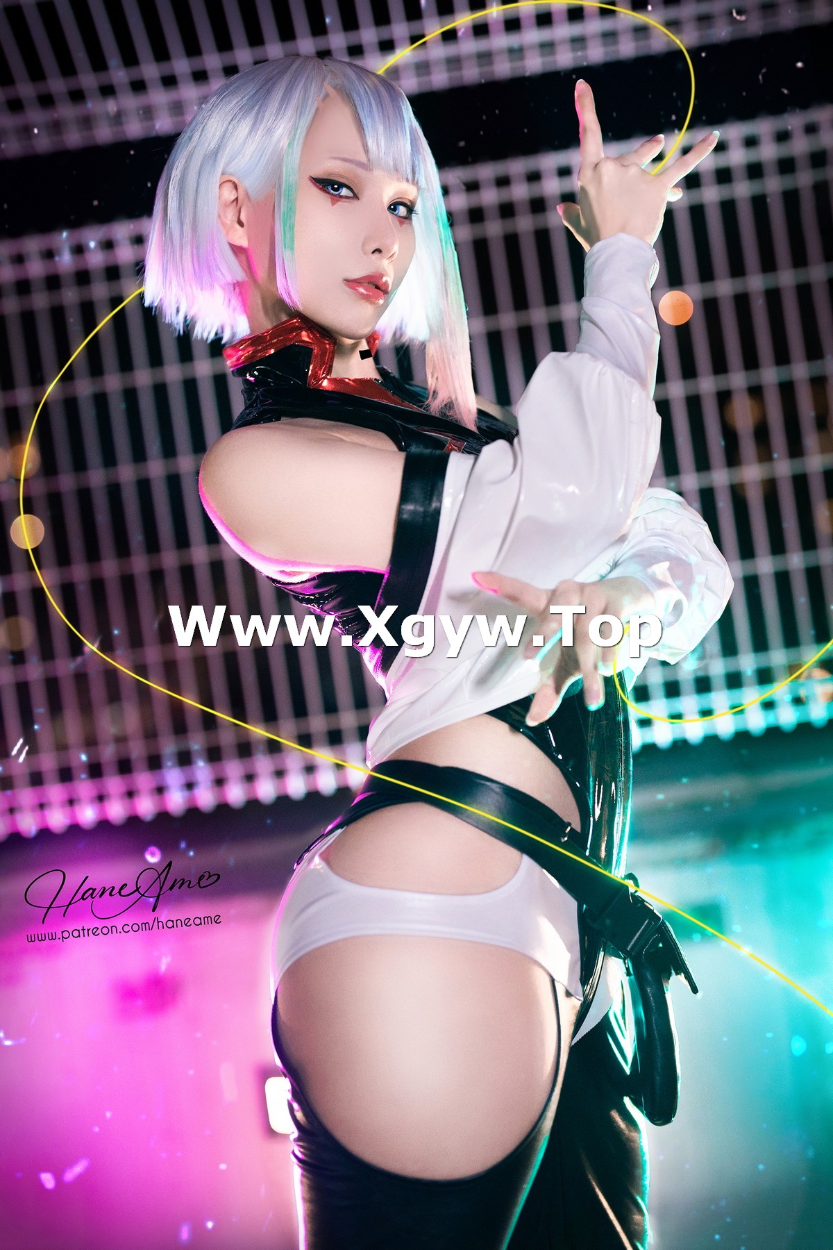 xgyw.top_Coser美女雨波_HaneAme-Cyberpunk Lucy主题私房浴缸黑色三点式内衣诱惑写真35P
