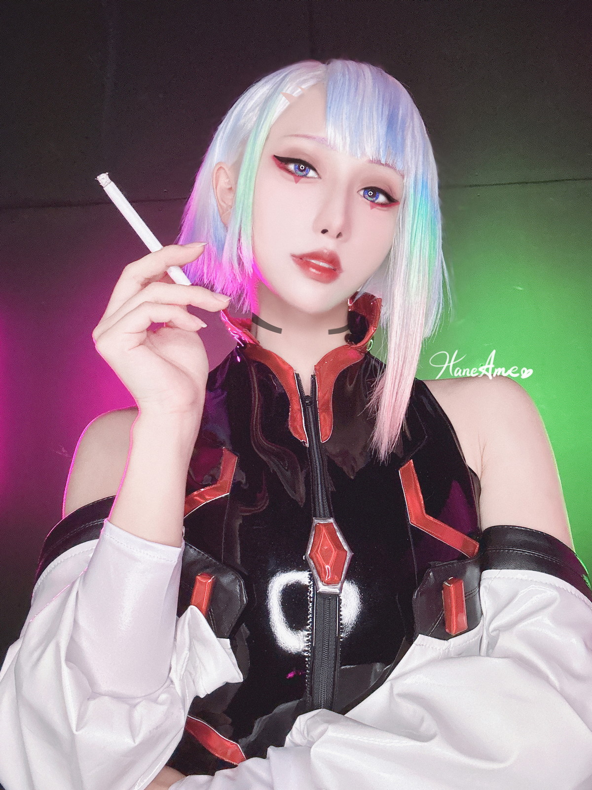 xgyw.top_Coser美女雨波_HaneAme-Cyberpunk Lucy主题私房浴缸黑色三点式内衣诱惑写真35P