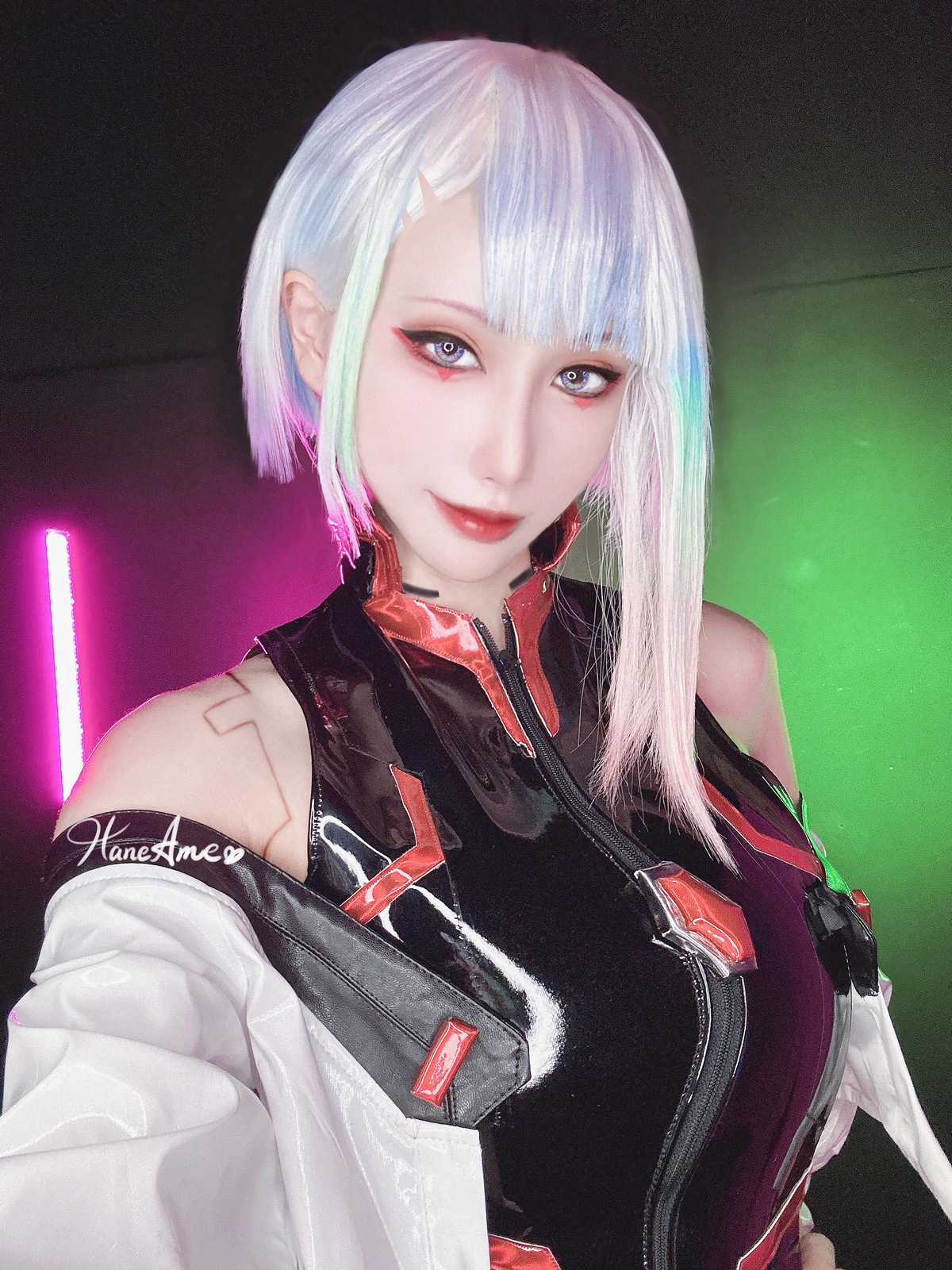 xgyw.top_Coser美女雨波_HaneAme-Cyberpunk Lucy主题私房浴缸黑色三点式内衣诱惑写真35P