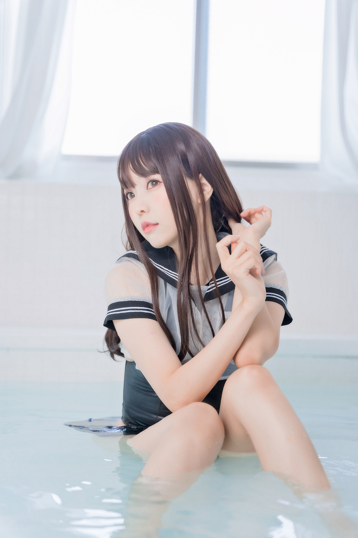 xgyw.top_Coser妹子Ely_eee竞泳水手服主题泳池黑色皮质连体泳衣秀完美身材诱惑写真73P