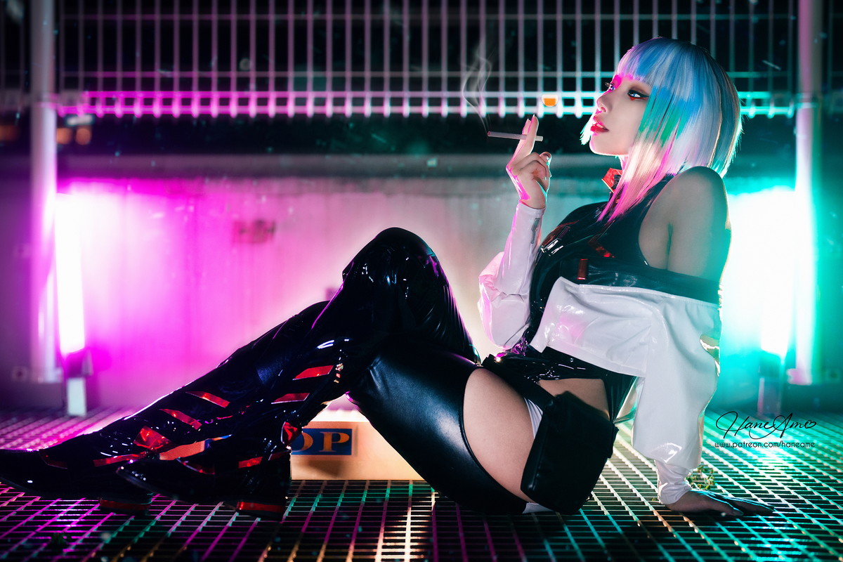 xgyw.top_Coser美女雨波_HaneAme-Cyberpunk Lucy主题私房浴缸黑色三点式内衣诱惑写真35P