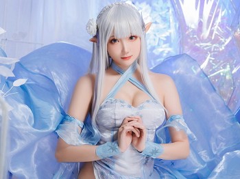 Coser青春美女瓜希酱水晶礼服主题少有精灵装扮性感薄纱礼裙秀白皙肌肤骚扰写真28P