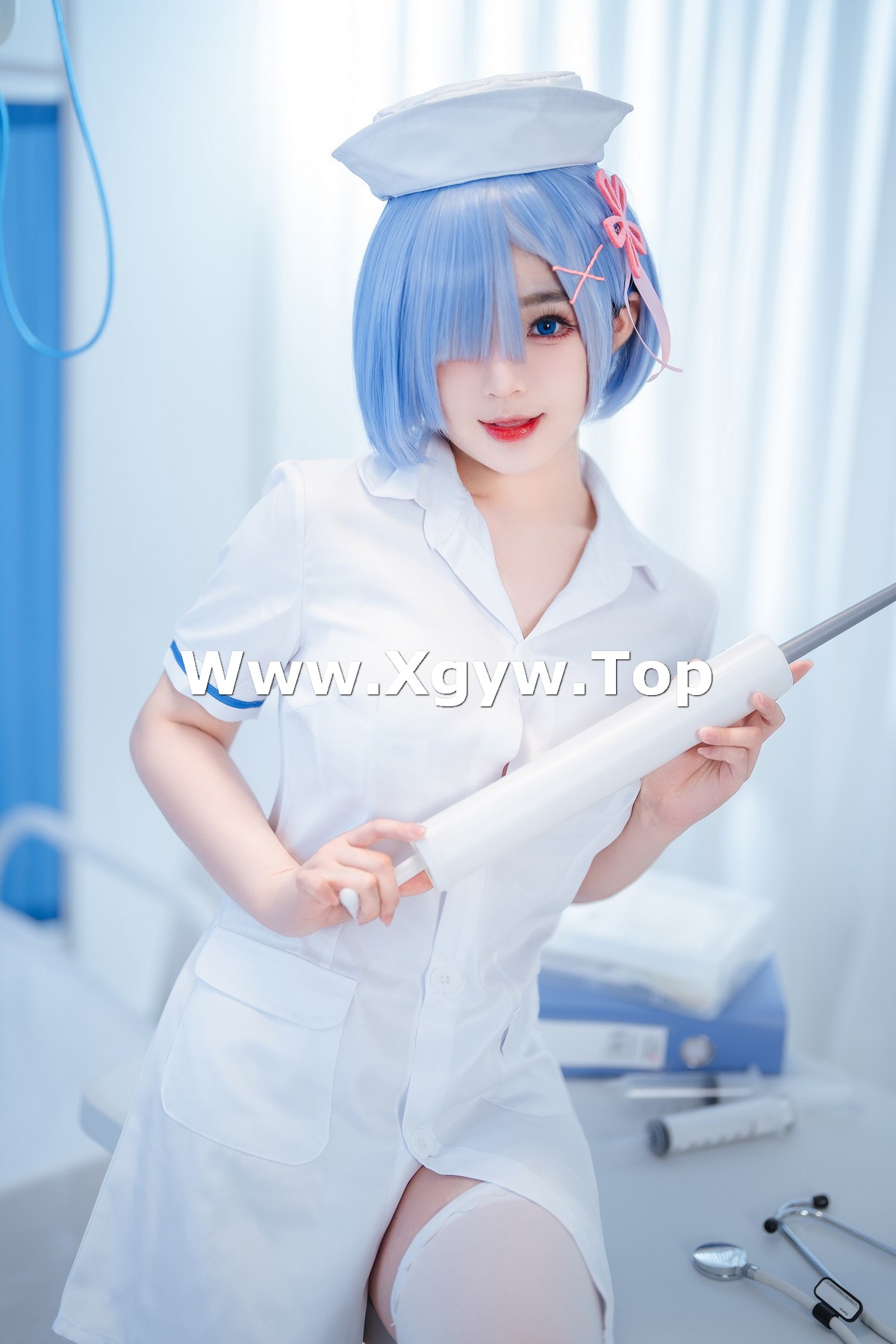 xgyw.top_网络美女桜井宁宁雷姆护士主题半脱护士装露性感白色内衣秀豪乳遮点诱惑写真108P