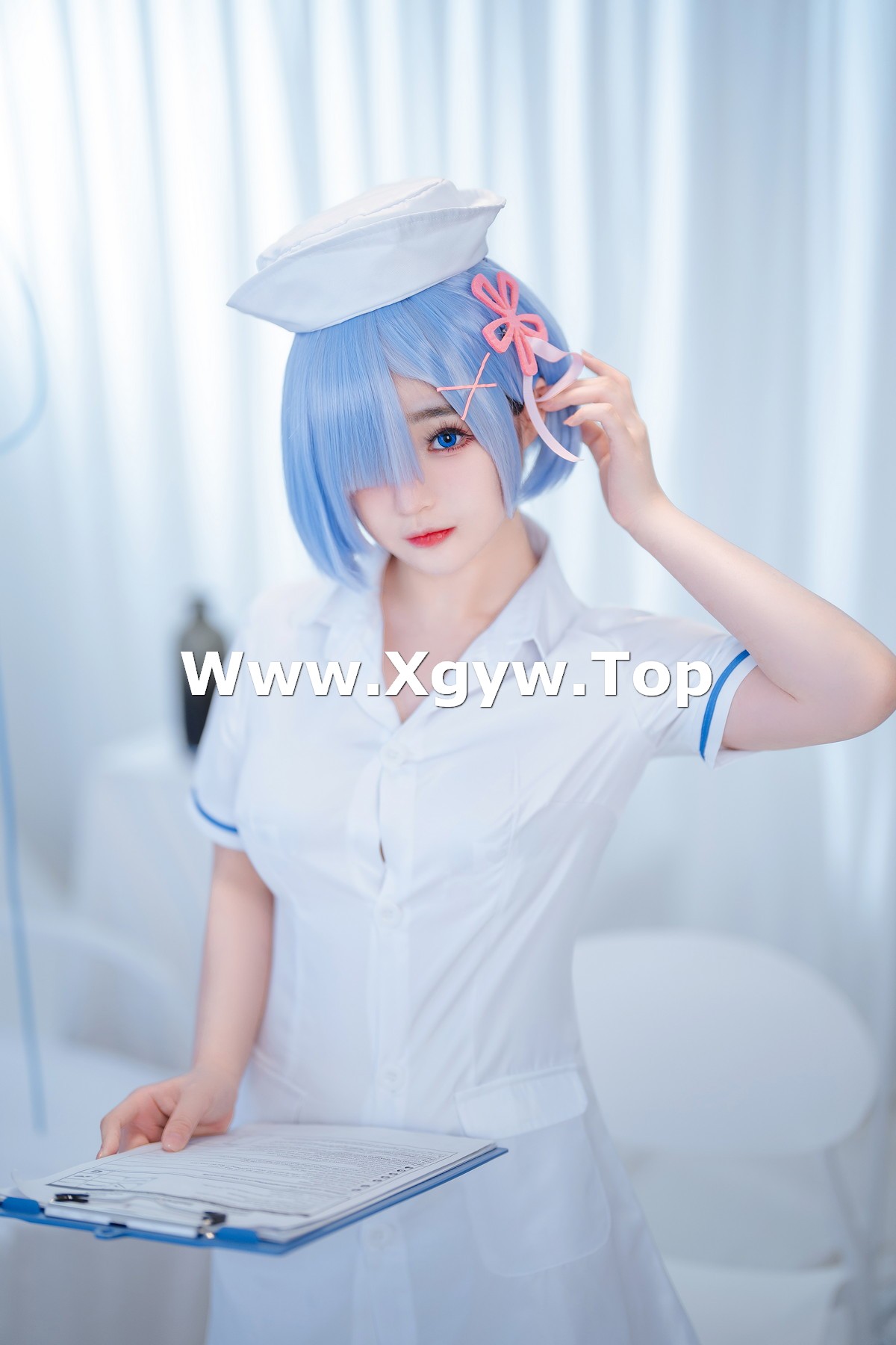xgyw.top_网络美女桜井宁宁雷姆护士主题半脱护士装露性感白色内衣秀豪乳遮点诱惑写真108P