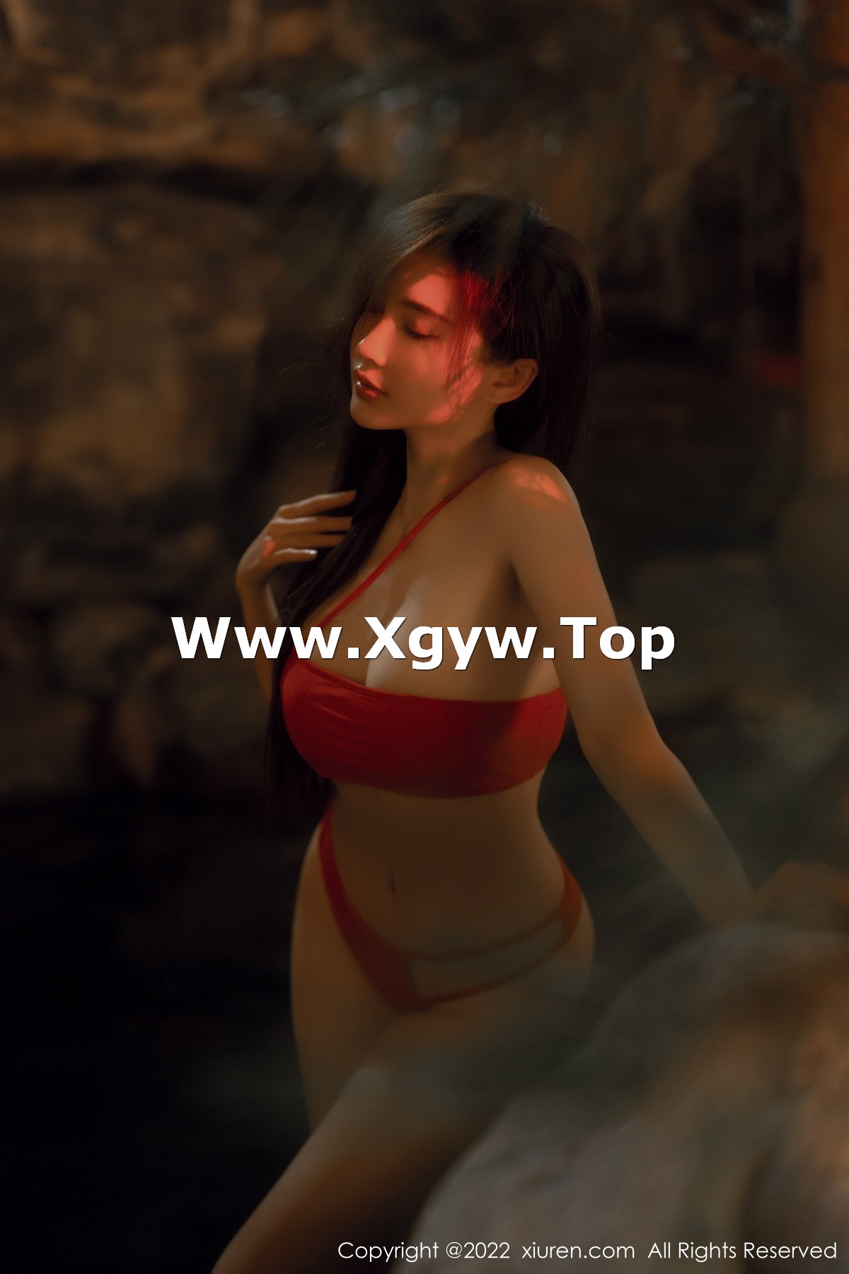 xgyw.top_XiuRen第6014_女神Carol周妍希温泉场景性感红色比基尼秀丰满身材诱惑写真58P