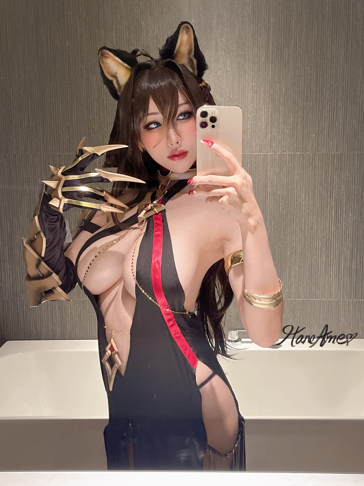 xgyw.top_Coser美女雨波_HaneAme德哈雅主题私房性感黑色情趣服饰秀豪乳翘臀诱惑写真36P