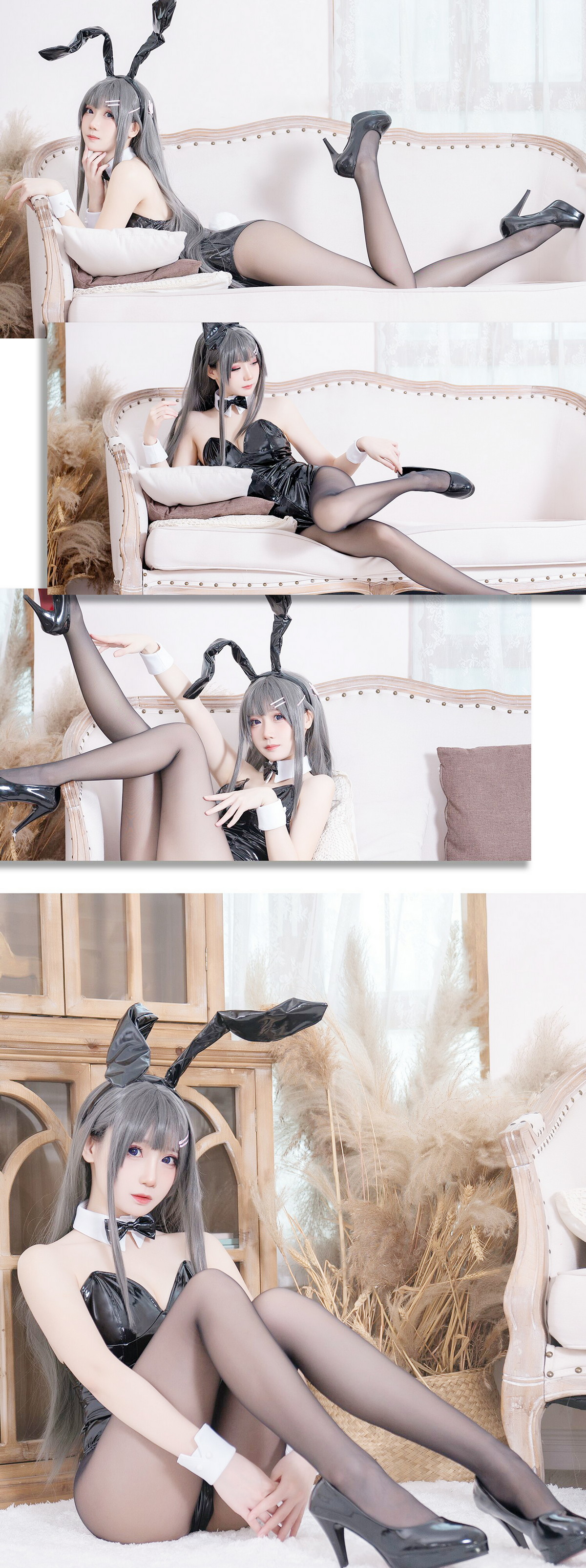 xgyw.top_网络美女焖焖碳麻衣学姐兔女郎主题黑色皮质连体内衣配黑丝裤袜迷人诱惑写真32P
