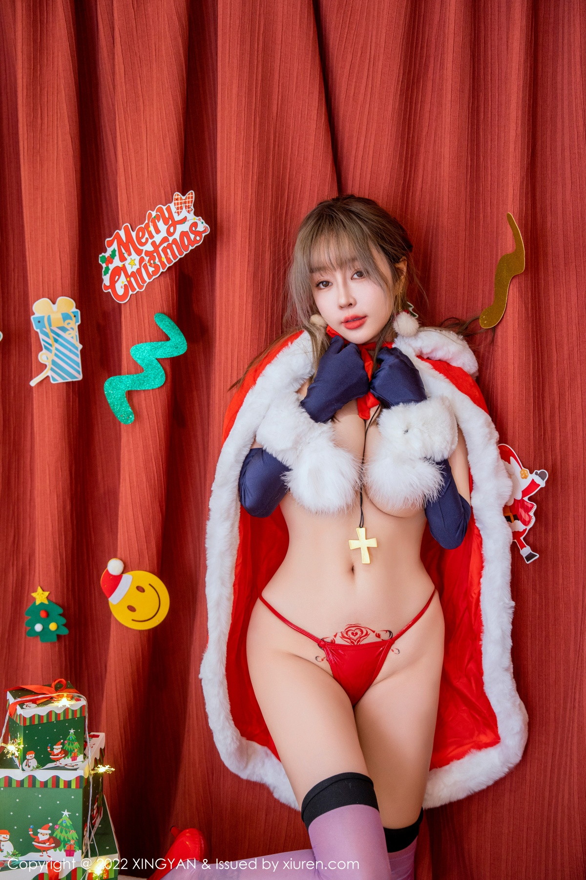 Xgyw.Net_[XINGYAN星颜社]VOL.161_女神王雨纯圣诞主题性感圣诞服饰露红色皮质内衣完美诱惑写真75P