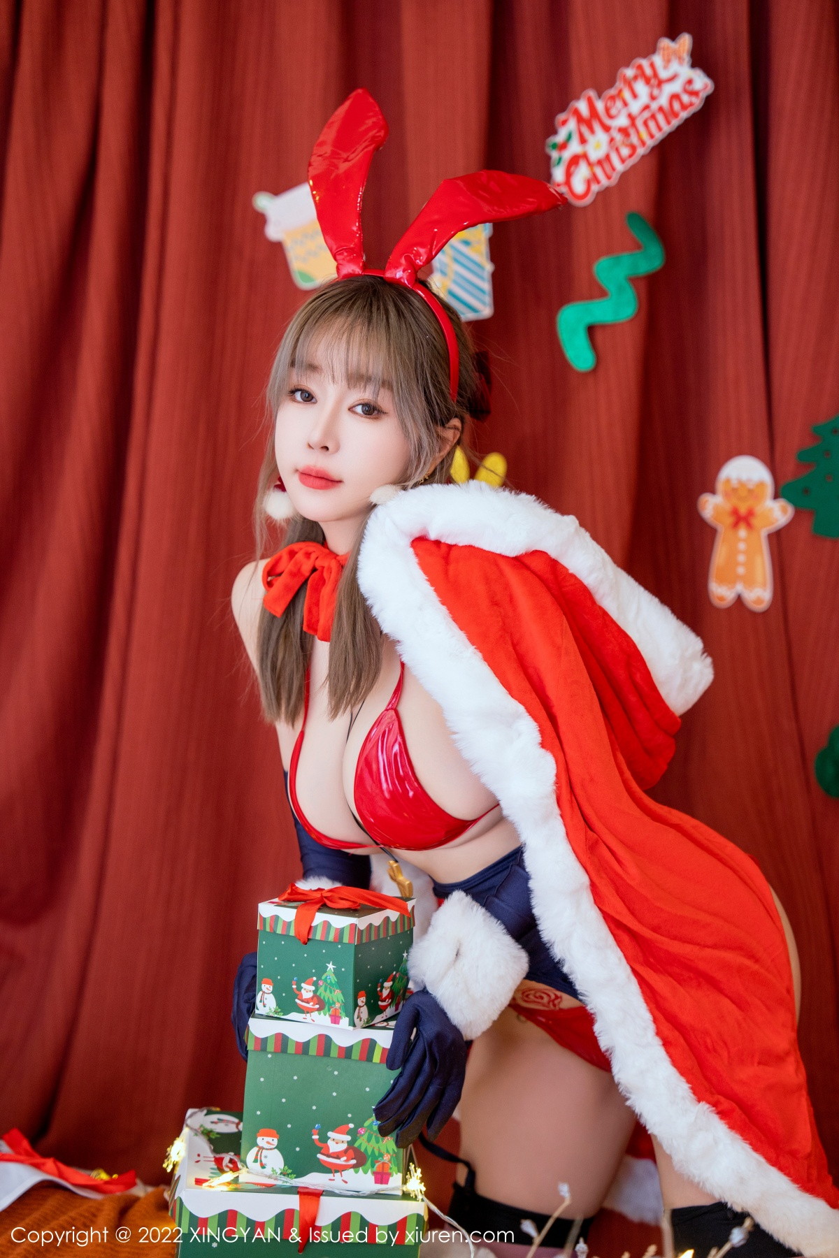 Xgyw.Net_[XINGYAN星颜社]VOL.161_女神王雨纯圣诞主题性感圣诞服饰露红色皮质内衣完美诱惑写真75P